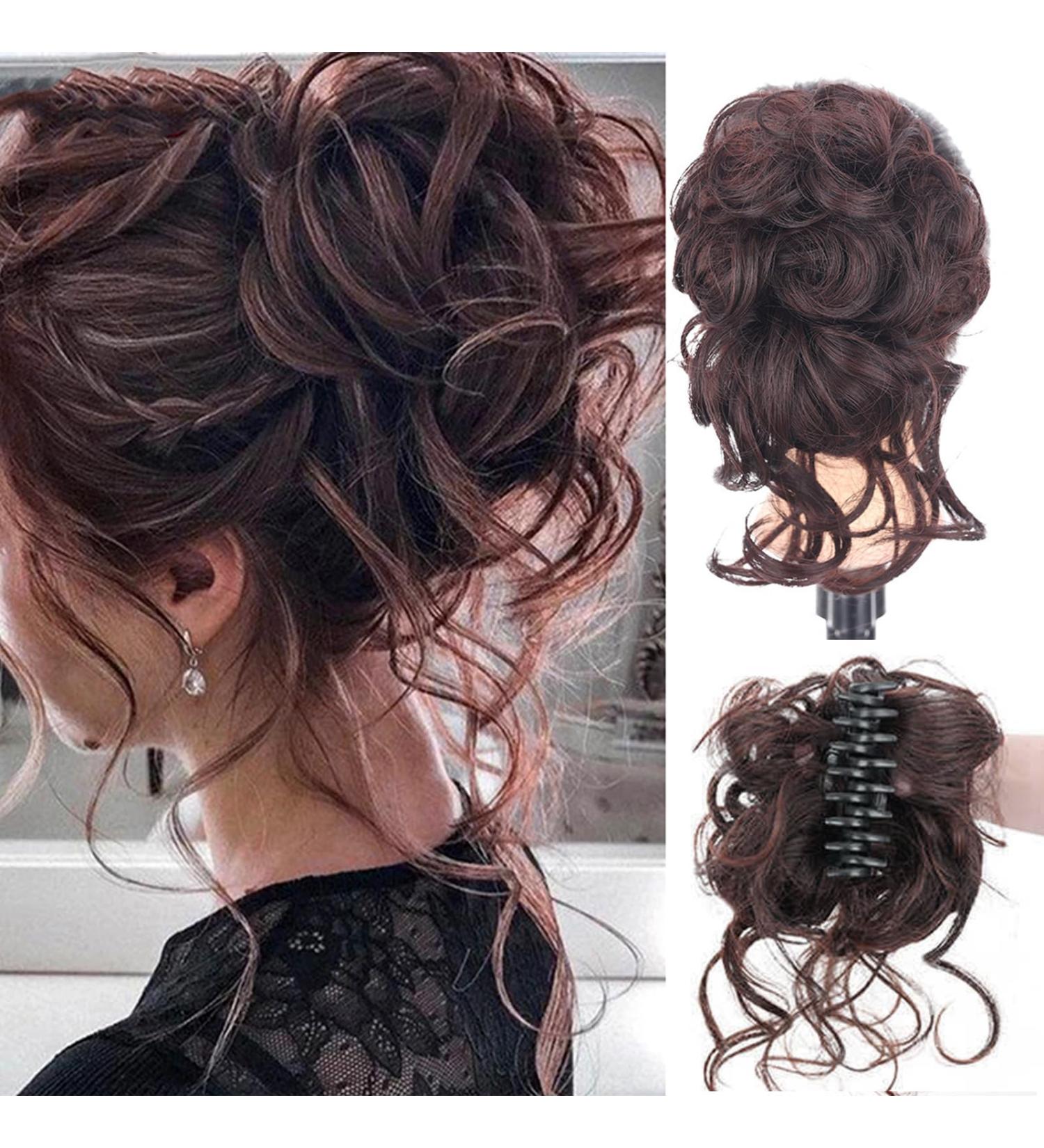 Long beard ball head wig bun grab clip Fluffy natural scrunchie bridal cocktail hairpin Messy Hair Bun Extensions Curly Wavy Hair Scrunchies claw Clip Messy Bun Hairpiece (Dark brown) - Buy Online on GoSupps.com