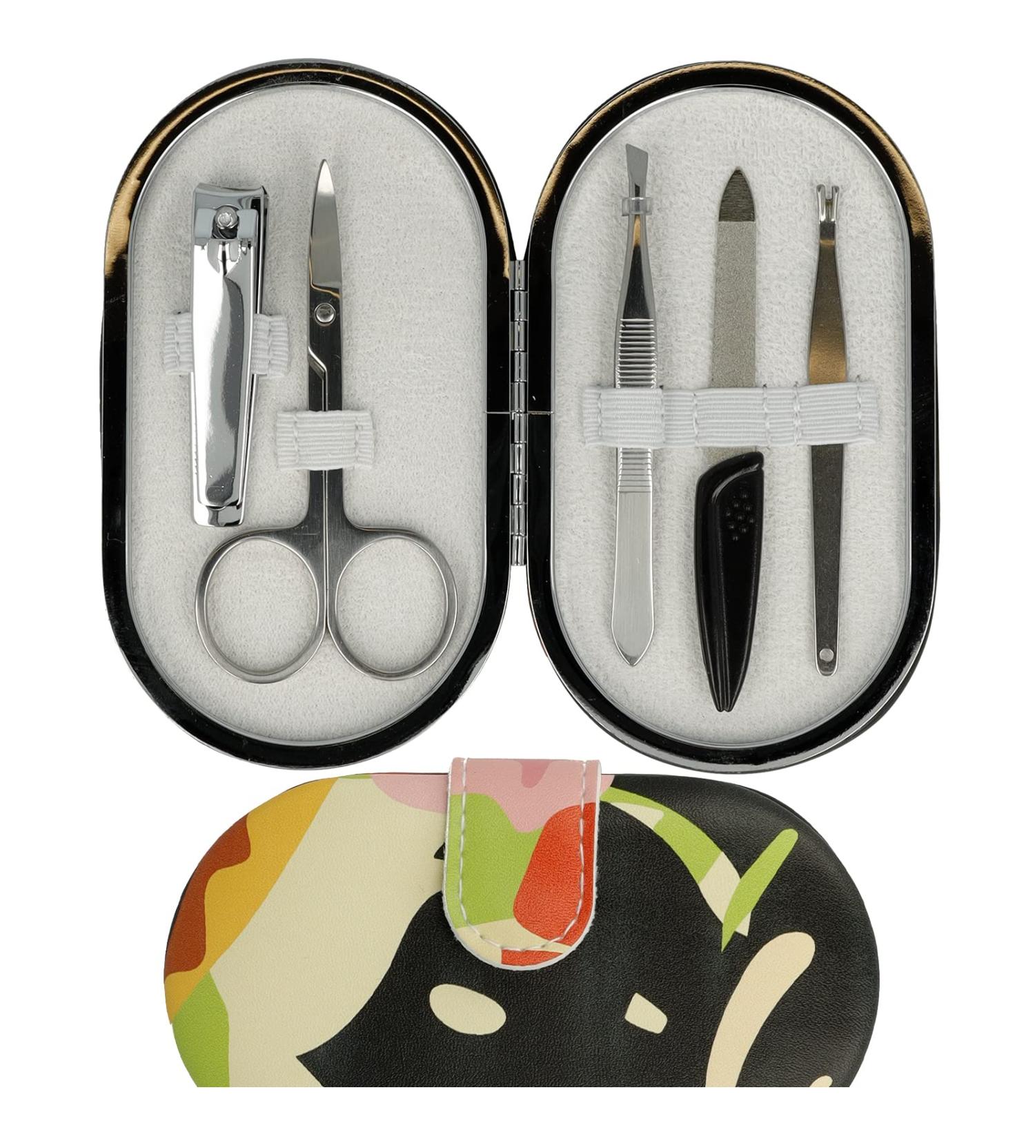 Claus's 5-Part Manicure Set with Etui - Nail Scissors Files Tweezers & More | Carbon & Stainless Steel | International Shipping - Buy Online on GoSupps.com