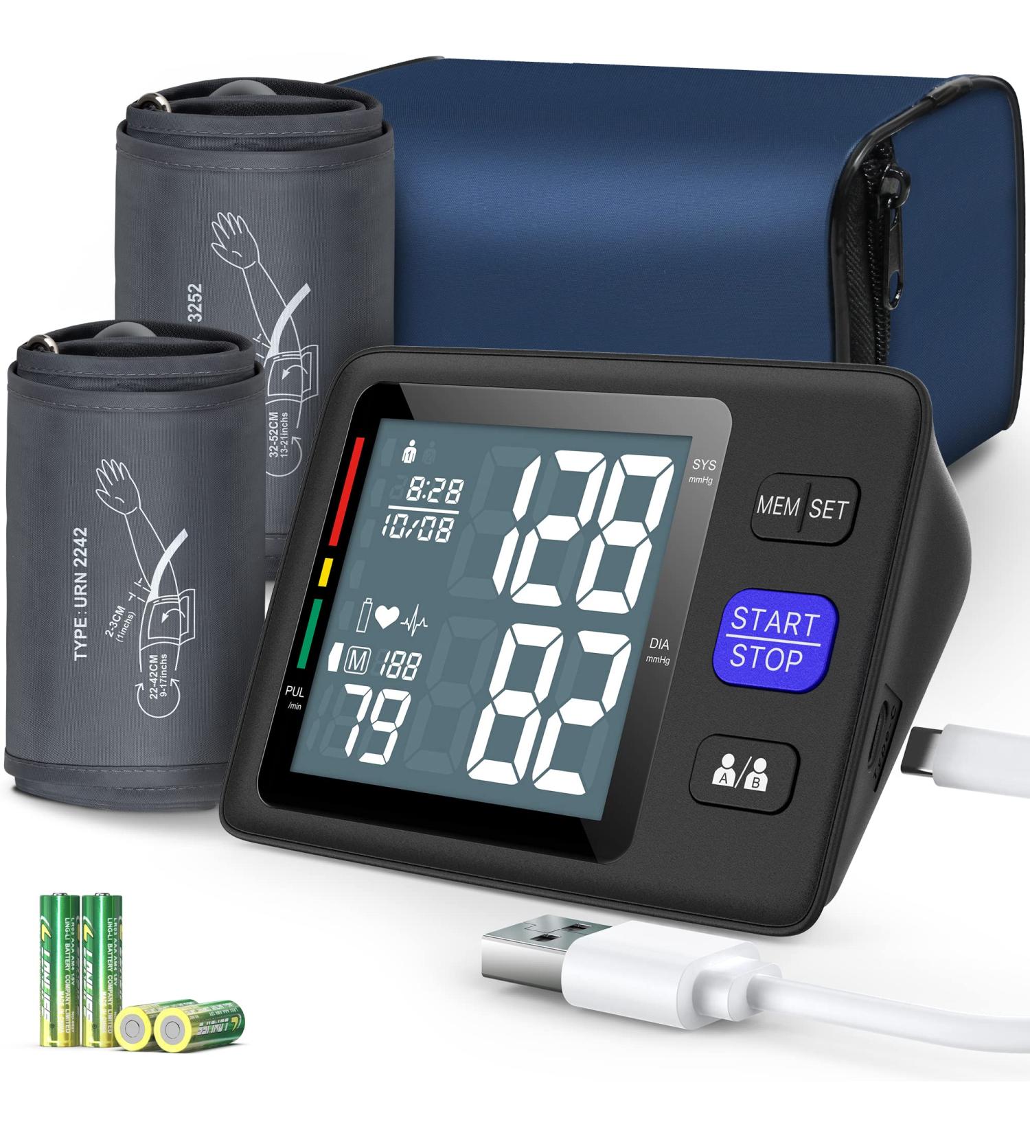 Automatic Digital Blood Pressure Monitor with 2 Size Cuffs - Medium/Large and Extra Large, Large Backlit LCD, 1000 Memories - U85H - Buy Online on GoSupps.com