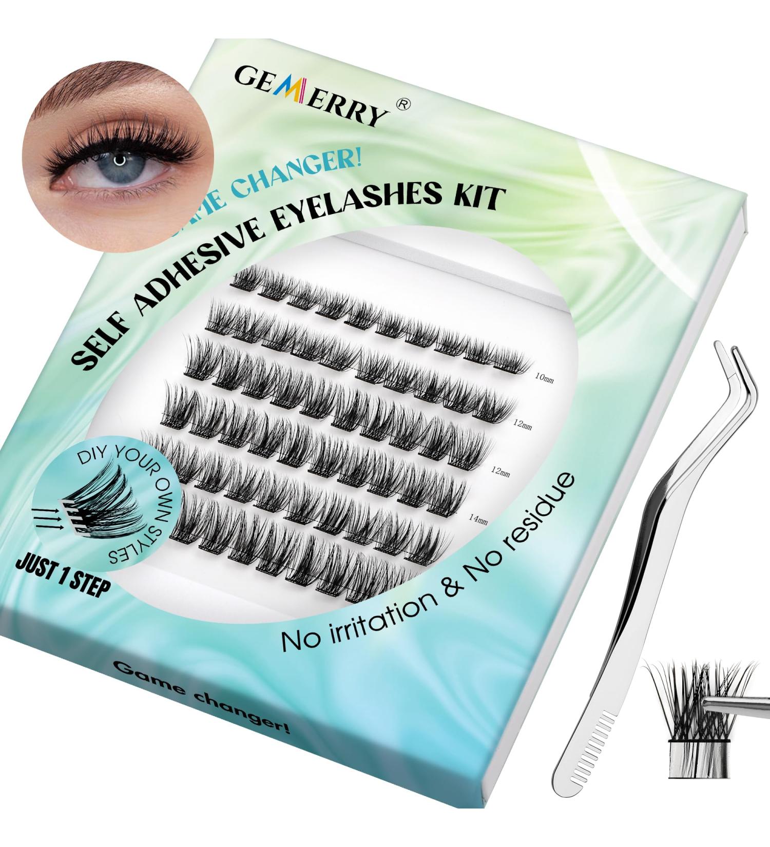 Self Adhesive Eyelashes Reusable 60PCS Cluster Lashes DIY Lash Extension Kit Individual Lashes Kit 10-16mm D Curl Eyelashes with Glue Adhesive No Glue Needed Eyelash Clusters Kit by GEMERRY(A01-Kit) Z-KIT A01 - Buy Online on GoSupps.com