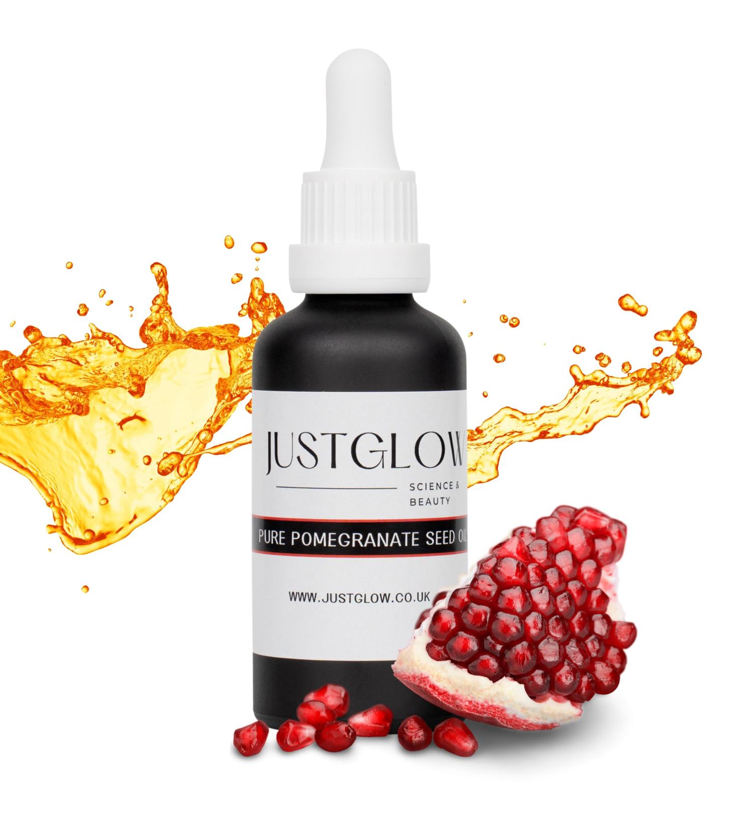 JustGlow Pomegranate Seed Oil - Cold Pressed 100% Pure Punica Granatum for Hair Face Skin & Lips | 50ml - International Shipping - Buy Online on GoSupps.com