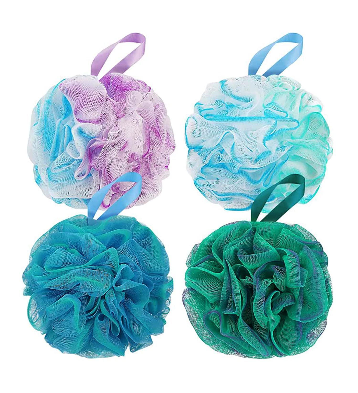 4-Piece Body Scrubber Sponge Set - Exfoliating Loofah Bath Sponges for Peeling & Massage | Ideal for All Skin Types - Buy Online on GoSupps.com