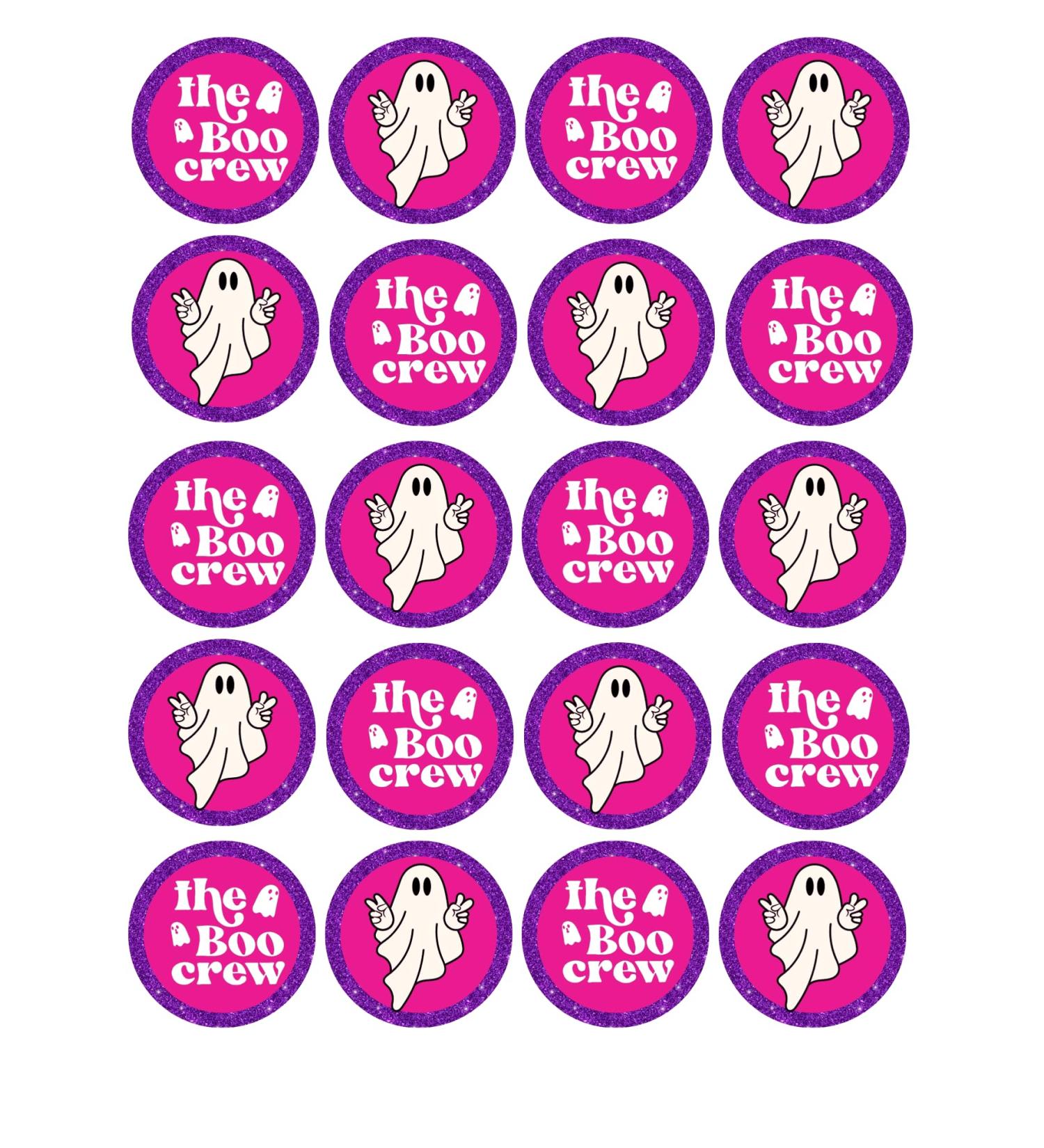 edible 20 x Halloween Personalised cupcake toppers uncut Boo Crew (wafer paper) Rice Paper