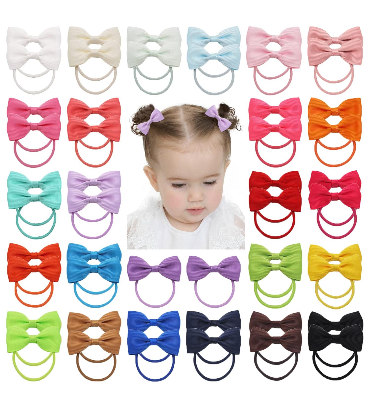 50 PCS Mini Hair Bows for Baby Girls - 1.75 Inch Grosgrain Ribbon Hair Ties & Accessories for Kids & Toddlers - Buy Online on GoSupps.com