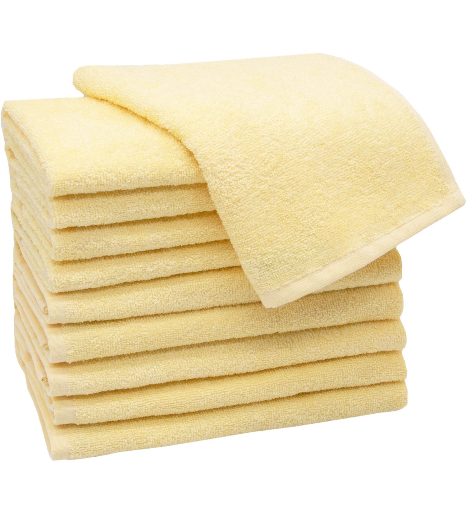 Zollner 10 Set Guest Towels - Soft & Strong 30x50 cm Cotton - Yellow Washable Up to 60 C Hotel Quality with Hanger - Buy Online on GoSupps.com