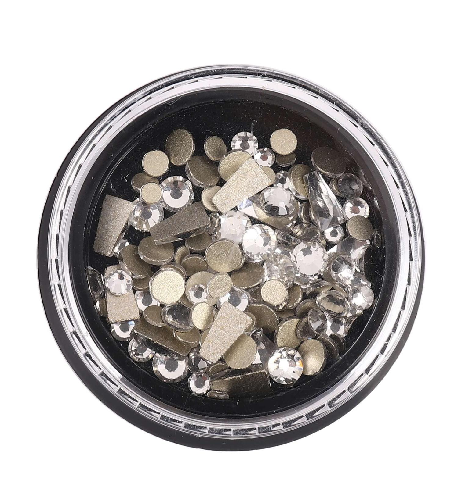 Casstad 1 Box Square Flatback Glass Nail Rhinestones Mixed Nail Art Decoration Stones Shiny Gems Manicure Accessories 4 Models T-Shaped 2x4x6Mm Silver Diamond - Buy Online on GoSupps.com