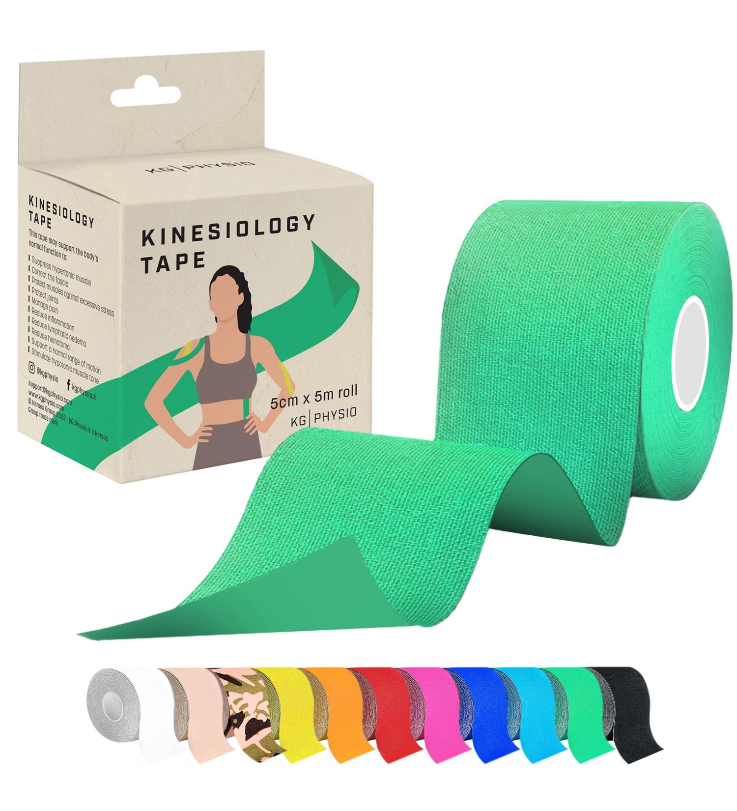 KG Physio Kinesiology Tape 5m Roll - Joint and Muscle Support Tape - Green - Buy Online on GoSupps.com