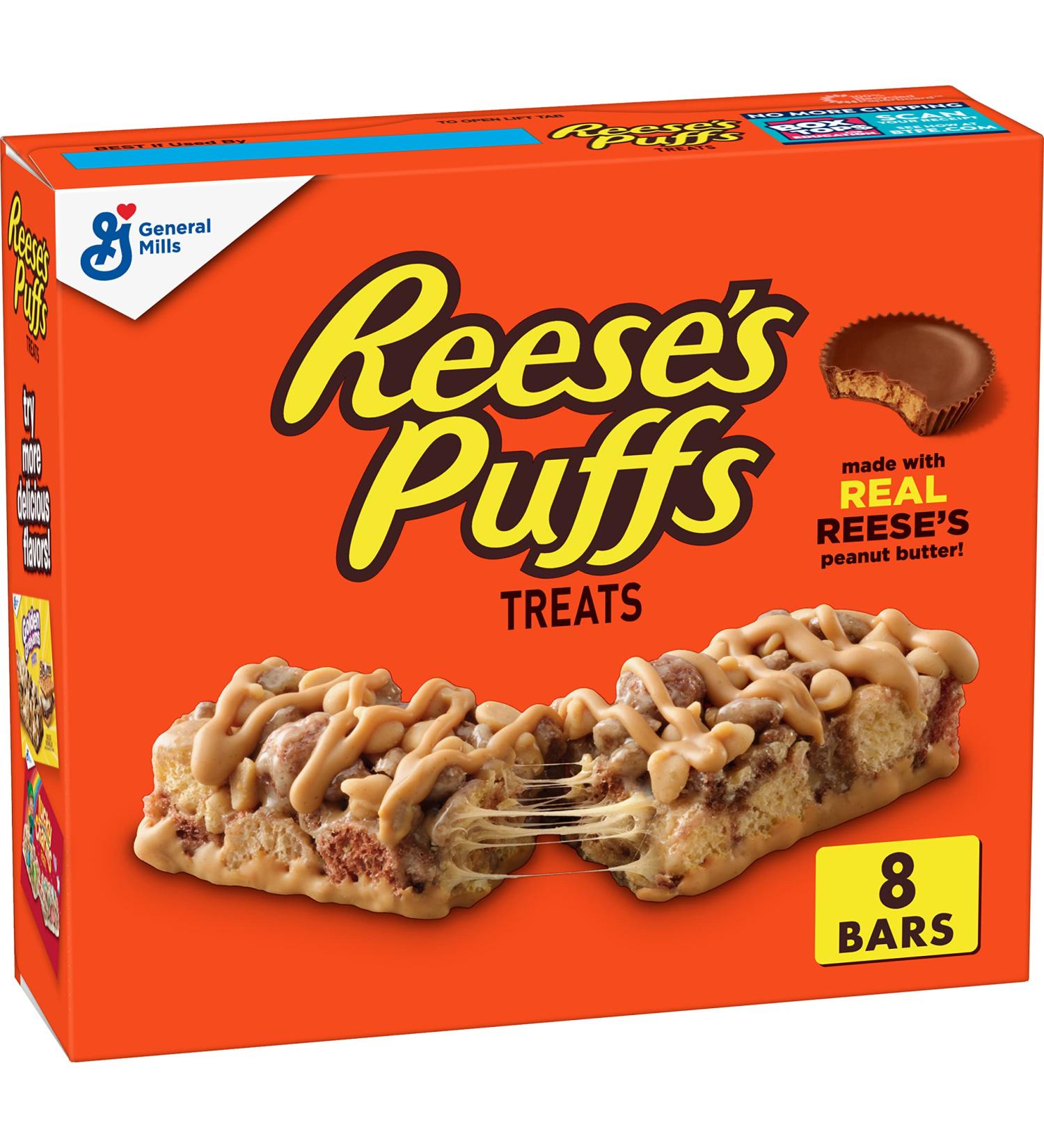 Reese's Puffs Breakfast Cereal Treat Bars - Peanut Butter & Cocoa - 8 ct (Pack of 6) - Buy Online on GoSupps.com