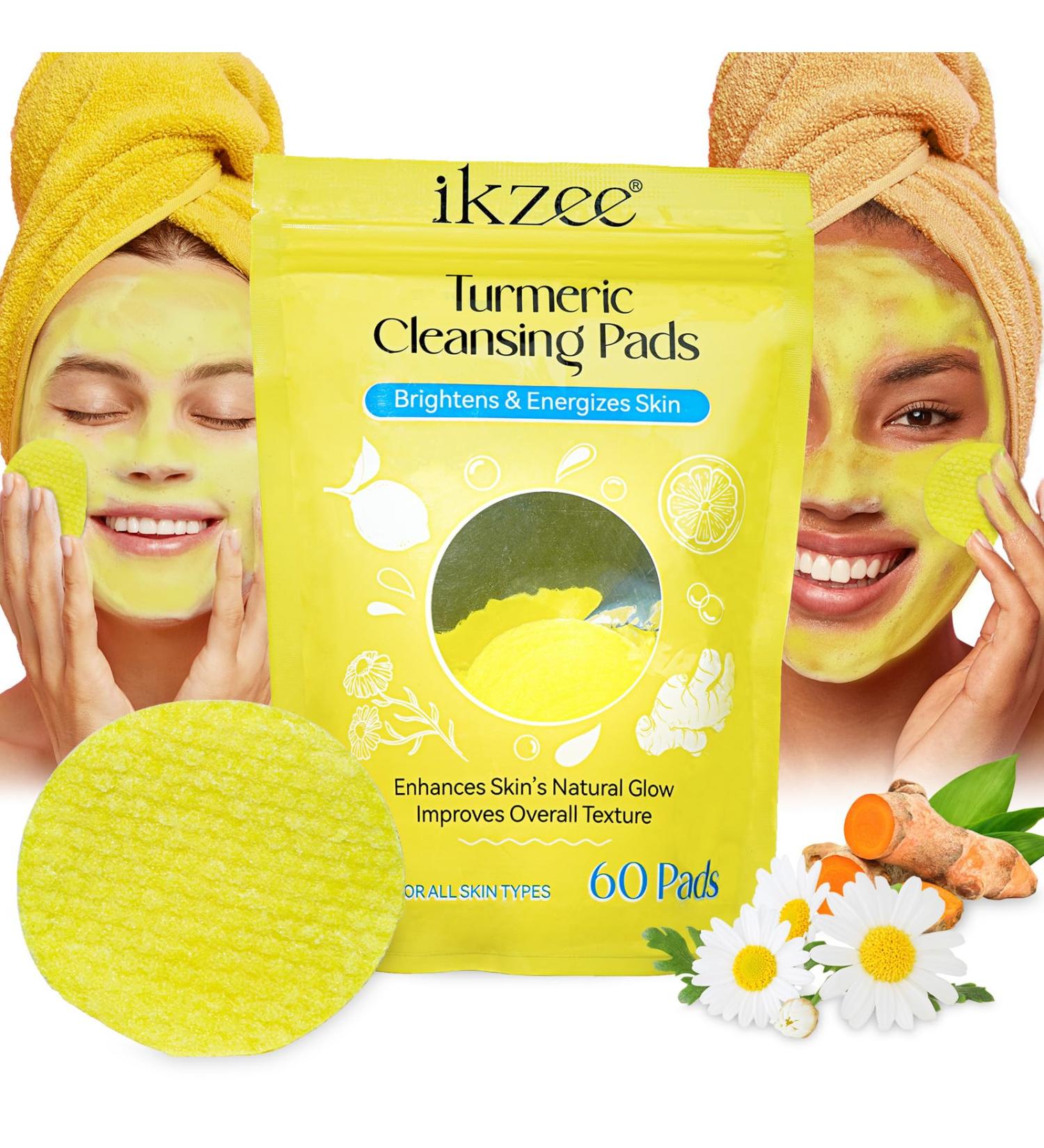 60 Turmeric Cleansing Pads for Face Exfoliating Scrubs with Vitamin C & B5 for Acne & Scars | International Shipping Available - Buy Online on GoSupps.com