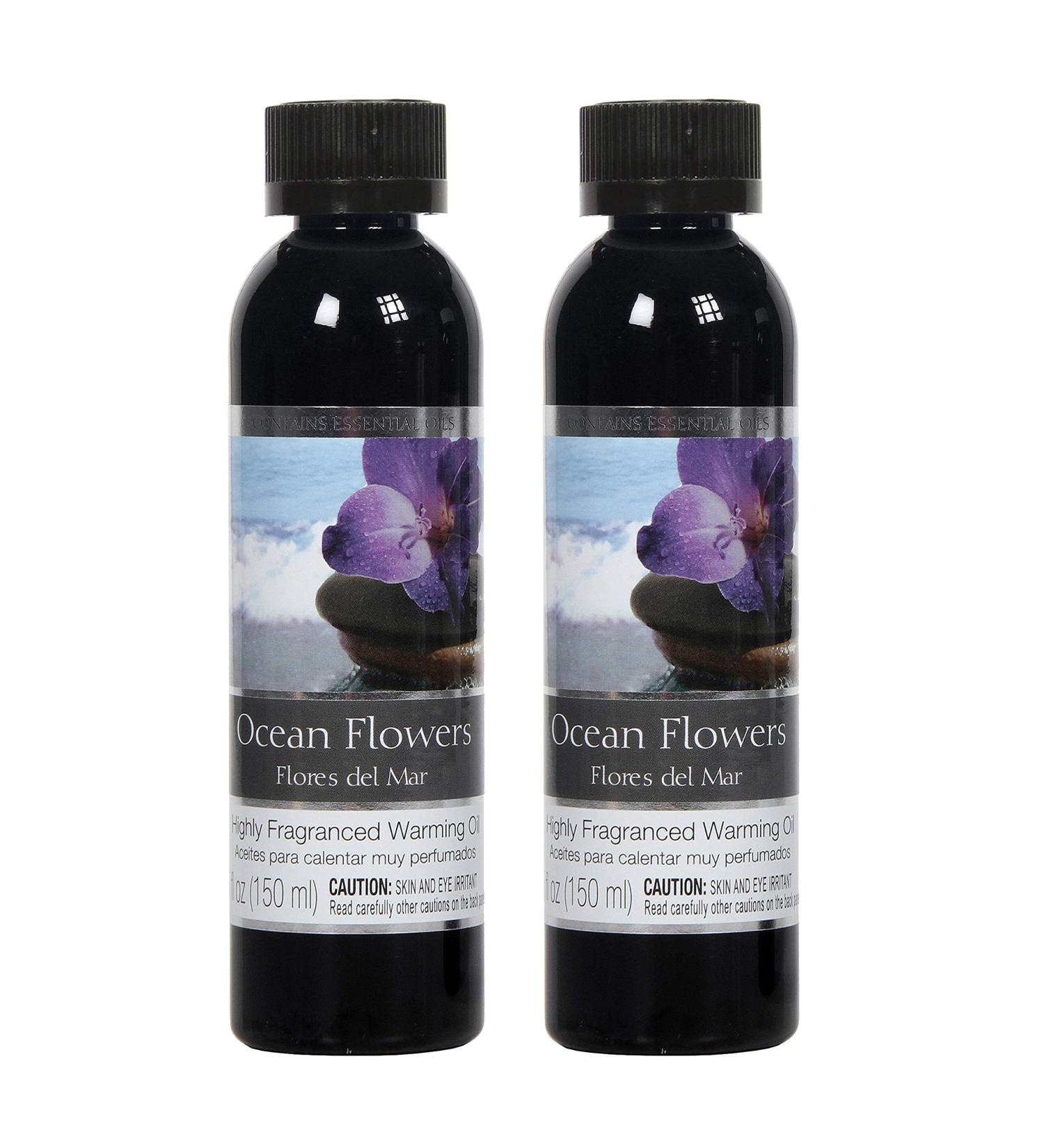 Hosley's Set of 2 Ocean Flowers Fragrance Warming Oils 5 Ounce. Ideal Gift for Weddings spa Reiki Meditation Bathroom Settings. P1