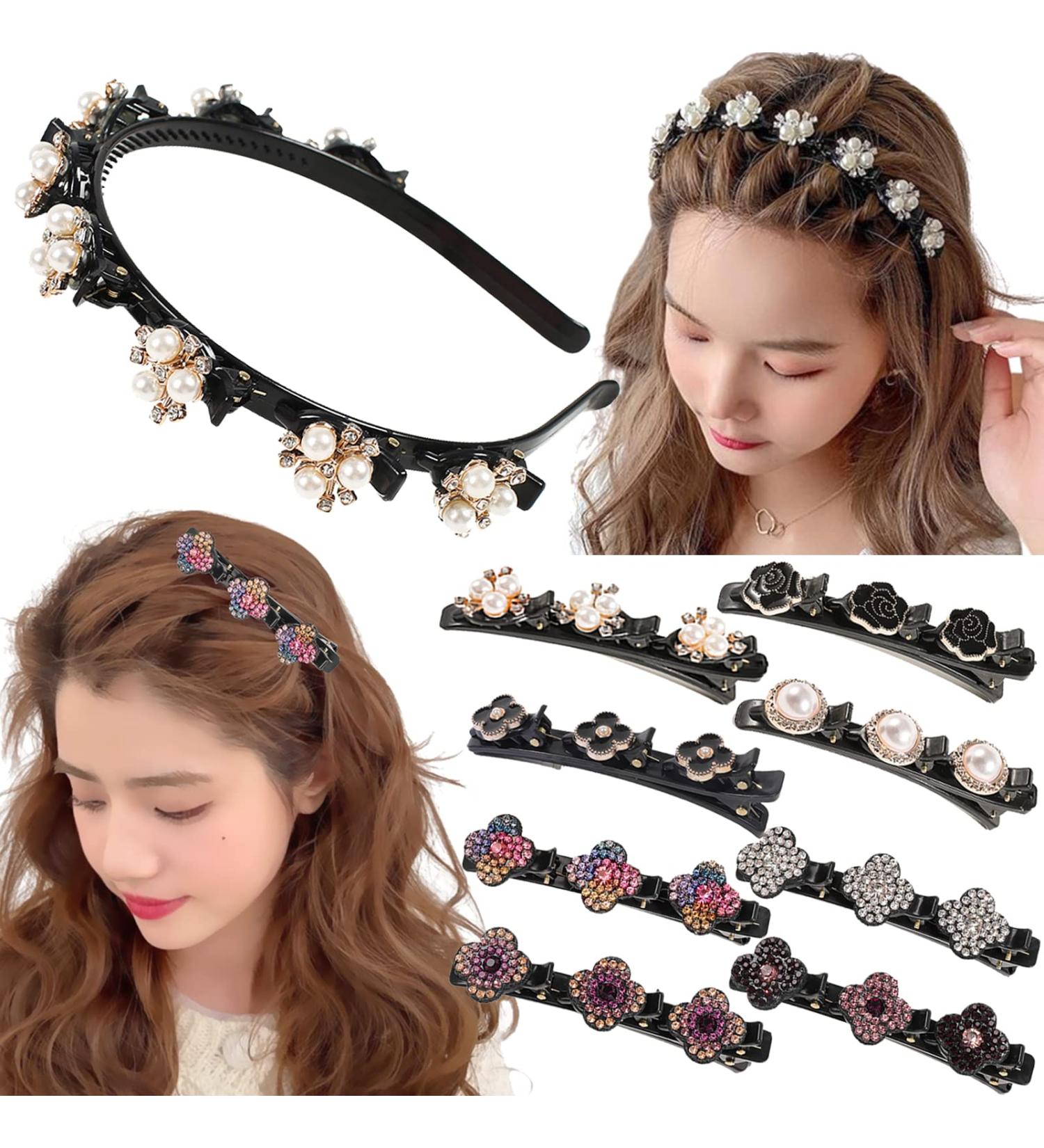 9Pcs Crystal Braided Hair Clips for Women - Hair Accessories with Stone Detail - Shipping from US | KKSS - Buy Online on GoSupps.com