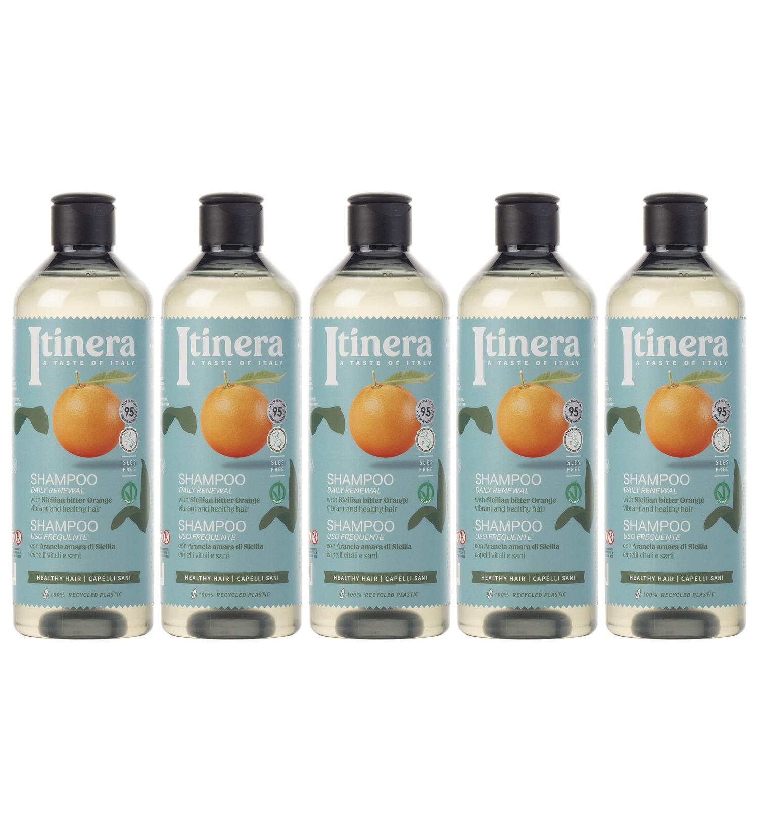  sarcia.eu ITINERA Hair Renewal Shampoo with Sicilian Bitter Orange 95% Natural Ingredients 370ml Pack of 5 - Buy Online on GoSupps.com