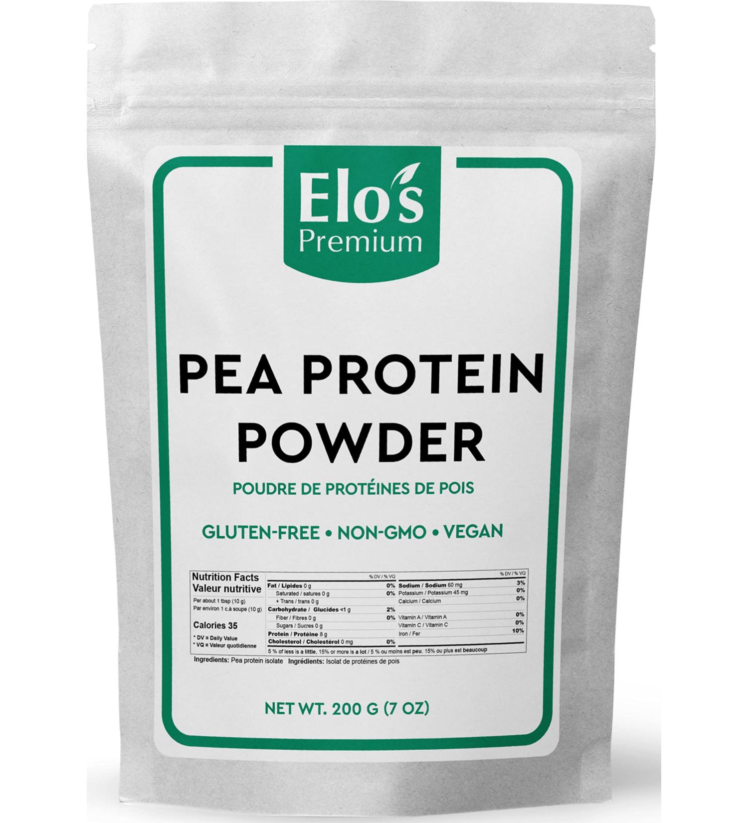 Pea Protein Powder (200g) by Elo's Premium| 100% Food Grade Organic Pea Protein Powder | Packaged in Canada| Pure & Non-GMO | Excellent Source of Protein Iron Amino Acids and More - Buy Online on GoSupps.com