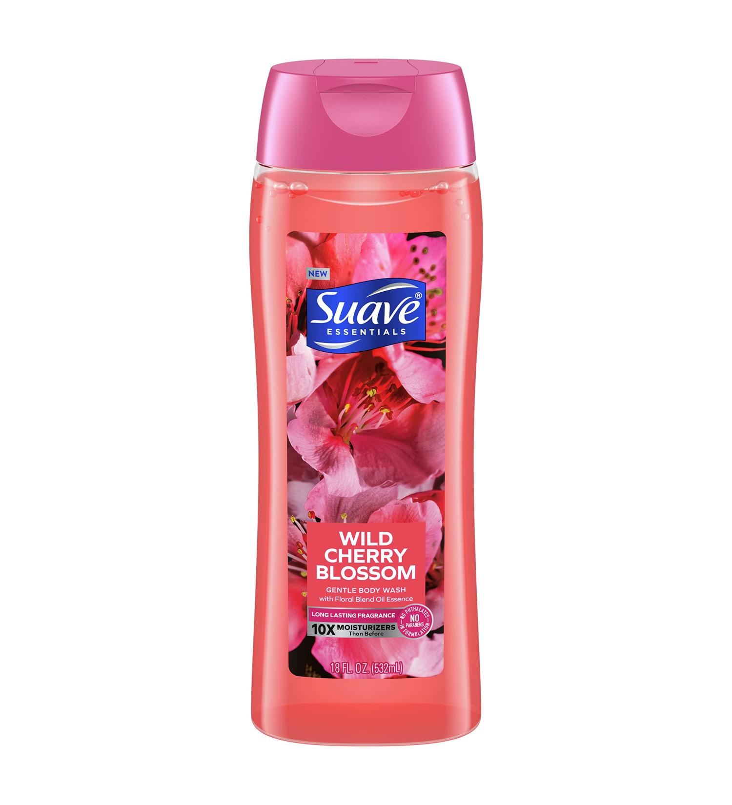 Shop Suave Essentials Gentle Body Wash - Floral Oil Blend Wild Cherry Blossom & Vitamin E - 18 oz | International Shipping Available - Buy Online on GoSupps.com