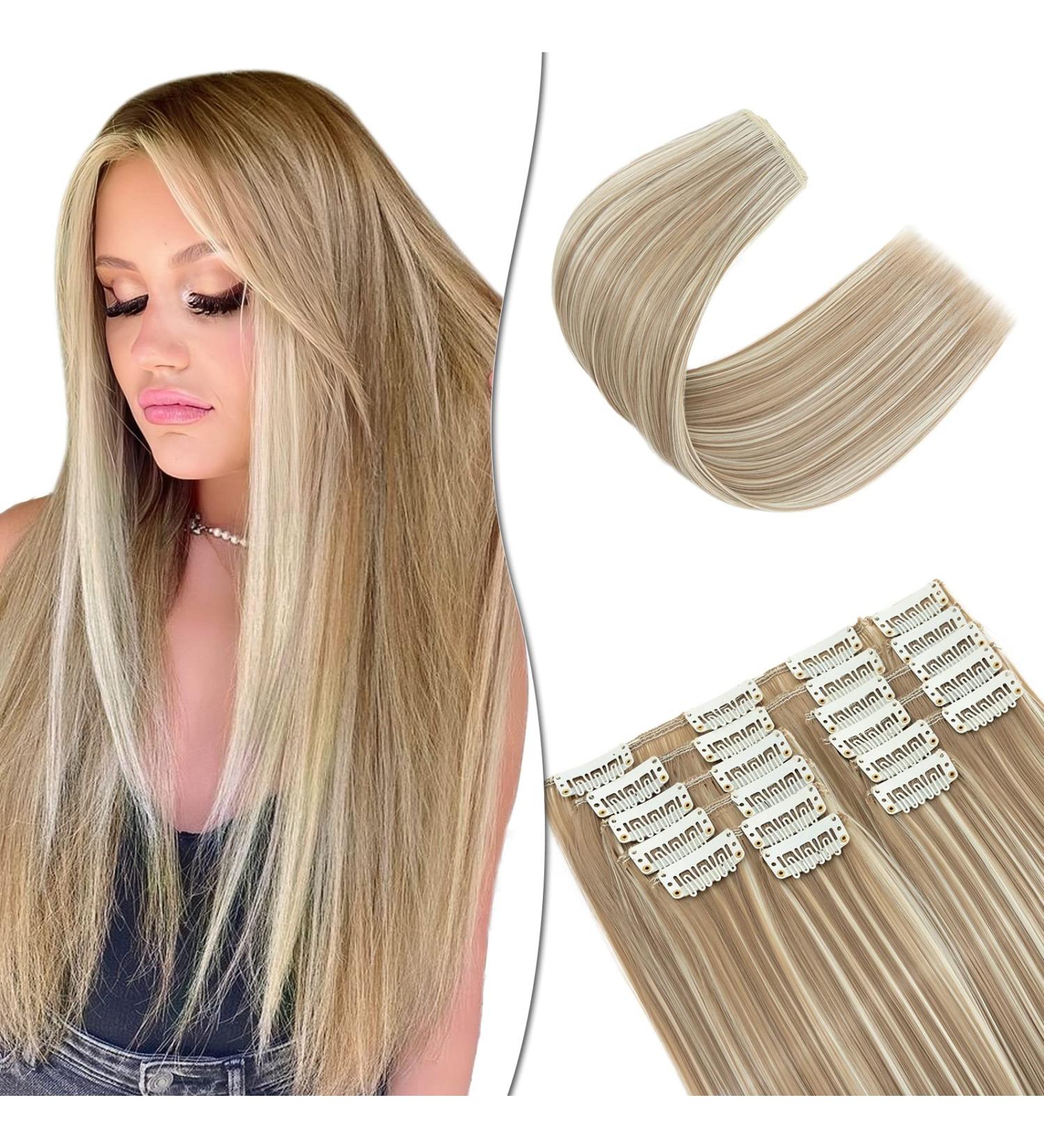 SEGO 12 Tress Extensions - Real Hair Clip-In Extensions 55cm 180g - Sandy Blonde & Blonde Bleach - Affordable Full Head Solution - Buy Online on GoSupps.com