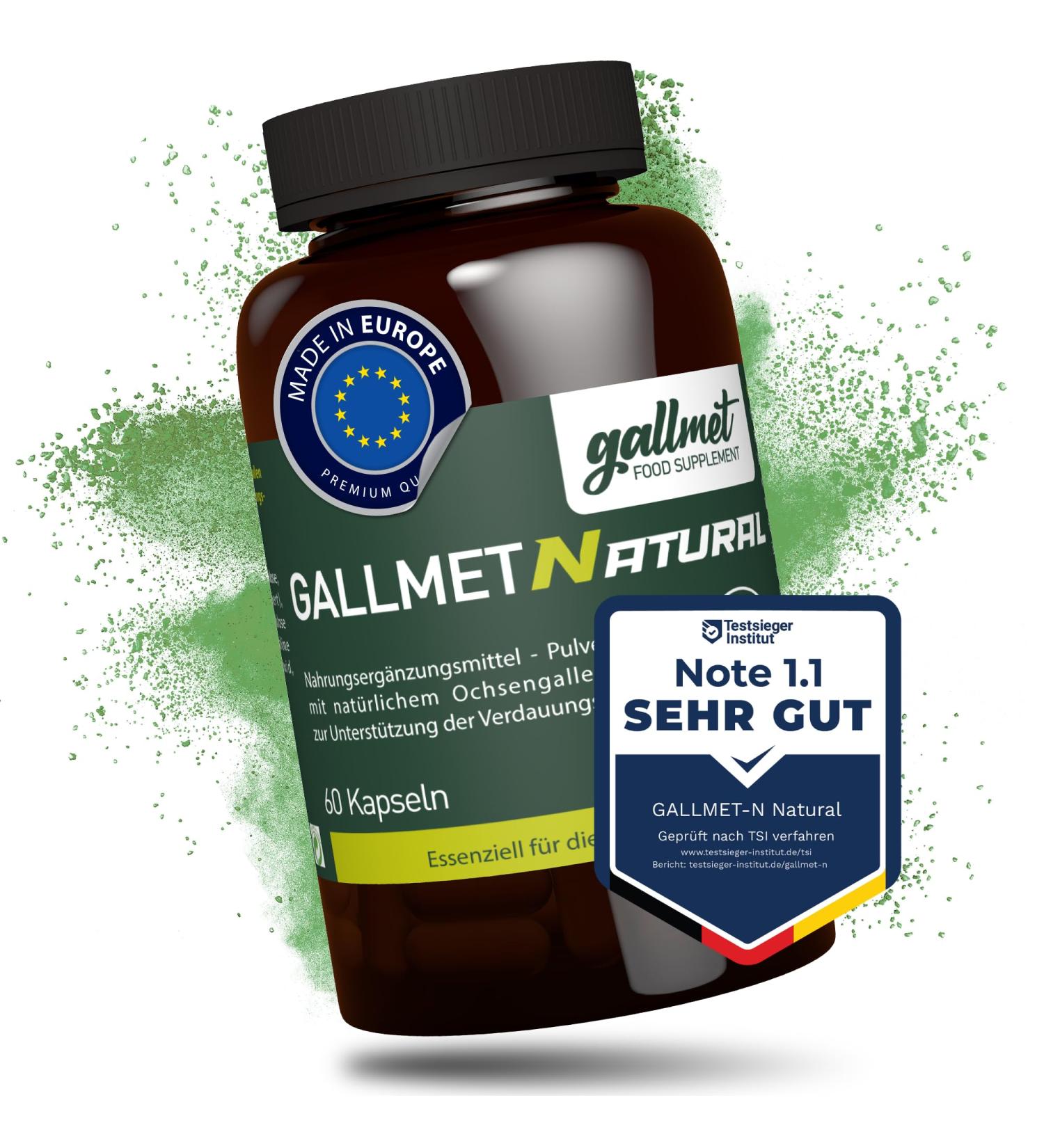 Gallmet Natural Ox Bile 125mg - Support Liver & Digestion | Fat Digestion & Gallstone Relief | EU Made Capsules - Buy Online on GoSupps.com