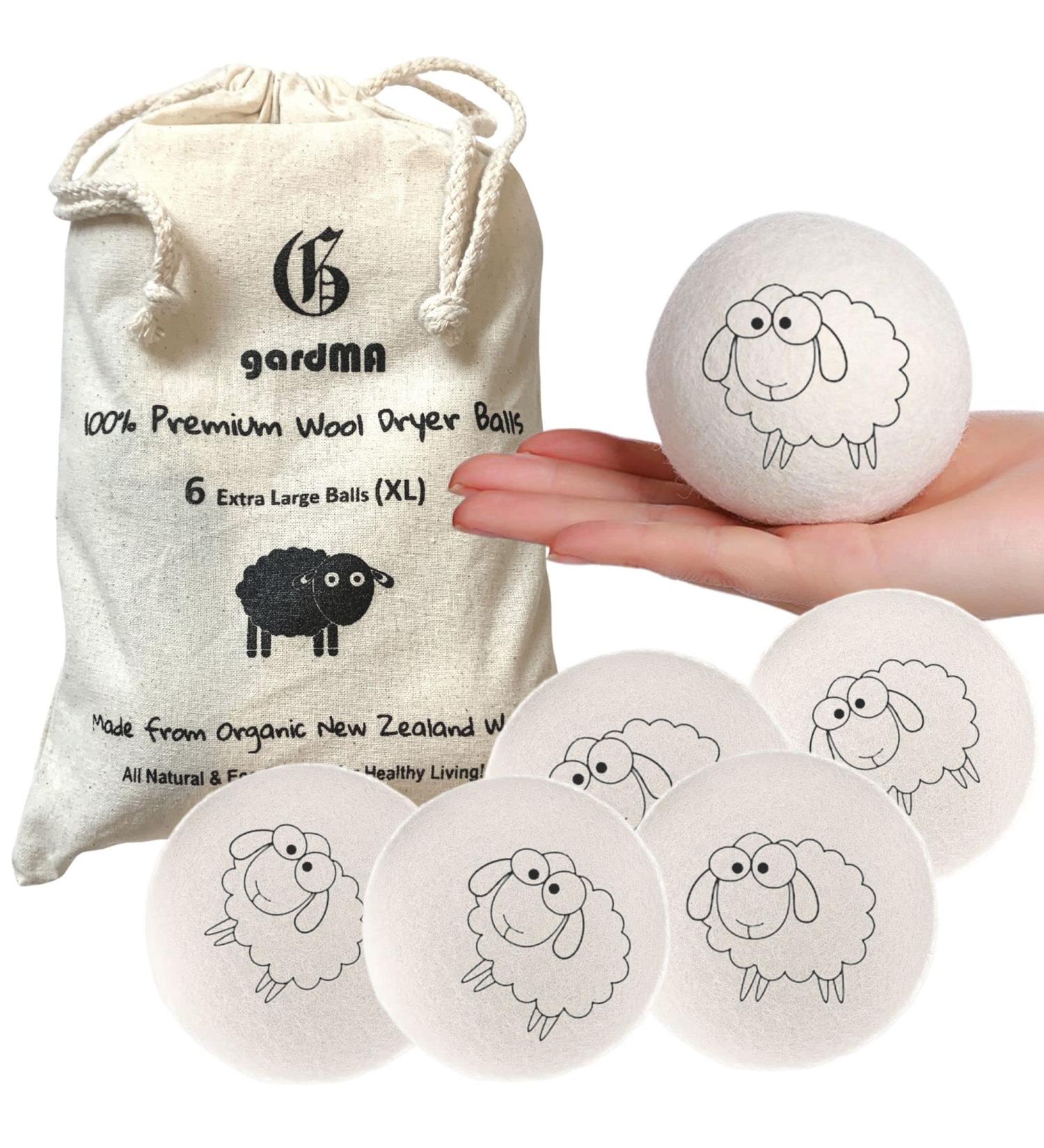 Organic Wool Dryer Balls XL - 6 Pack | Eco-Friendly Fabric Softener Reusable & Ethical | Say No to Dryer Sheets - Buy Online on GoSupps.com