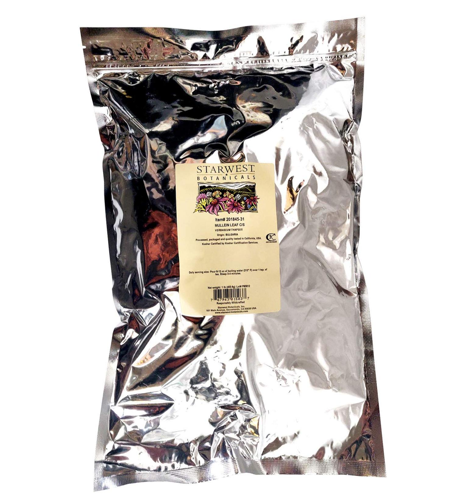 Starwest Botanicals Mullein Leaf Cut and Sifted Wildcrafted, 1 Pound