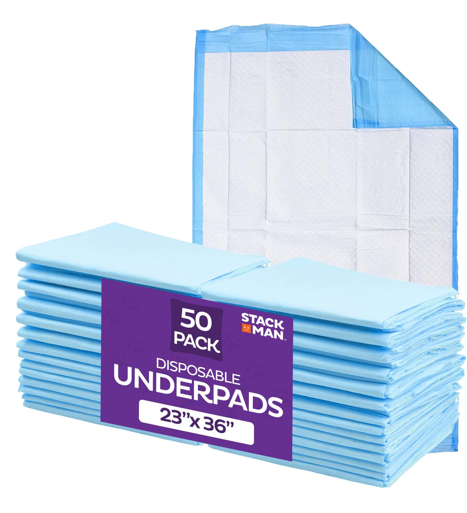 Chucks Pads Disposable 50-Pack Underpads 23x36 | Absorbent Incontinence Chux Pads for Babies, Kids, Adults & Elderly | Leak Proof Bed Pads - Buy Online on GoSupps.com
