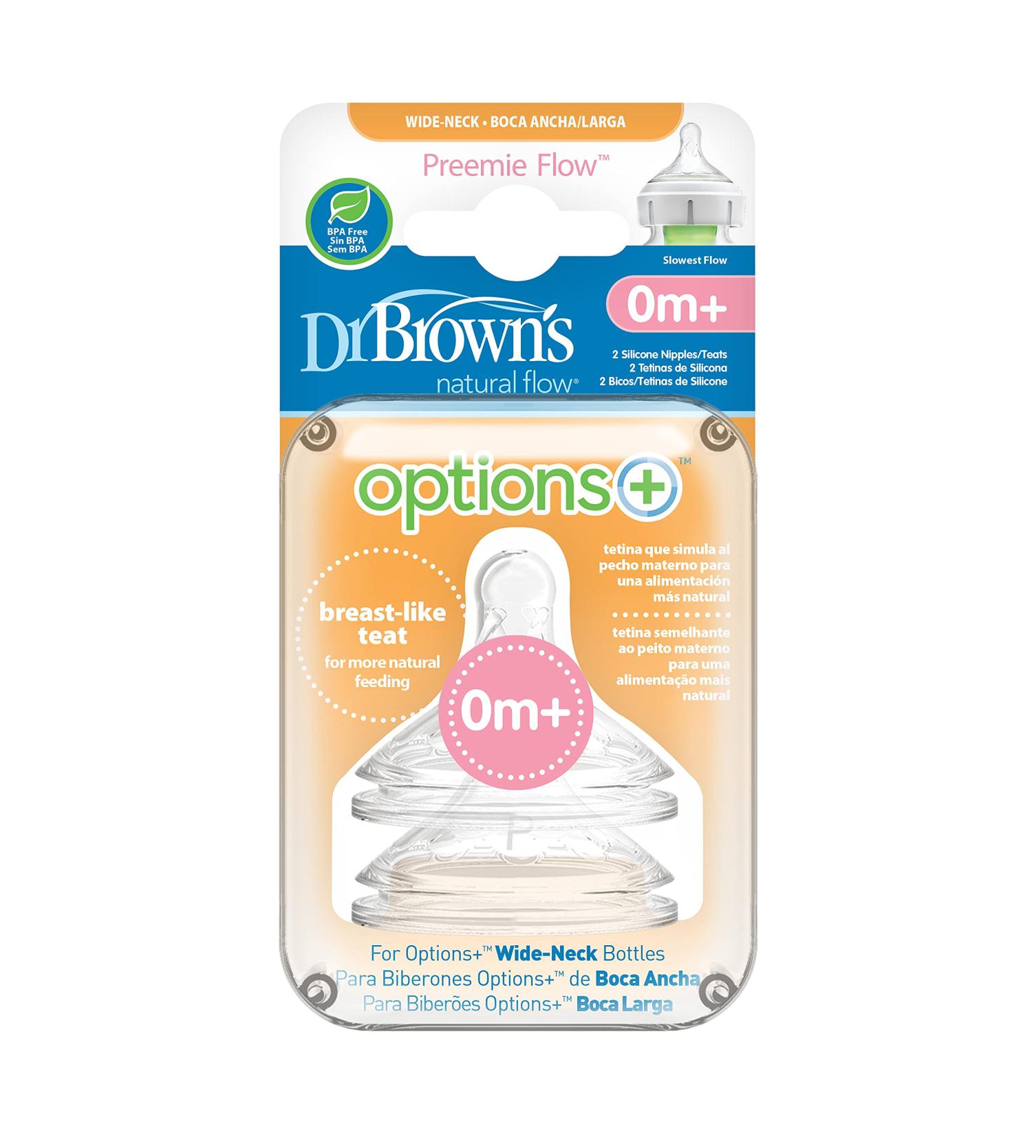 Dr. Brown's Options+ Wide Mouth Silicone Nipple for Premature Babies - 2 Count - Buy Online on GoSupps.com