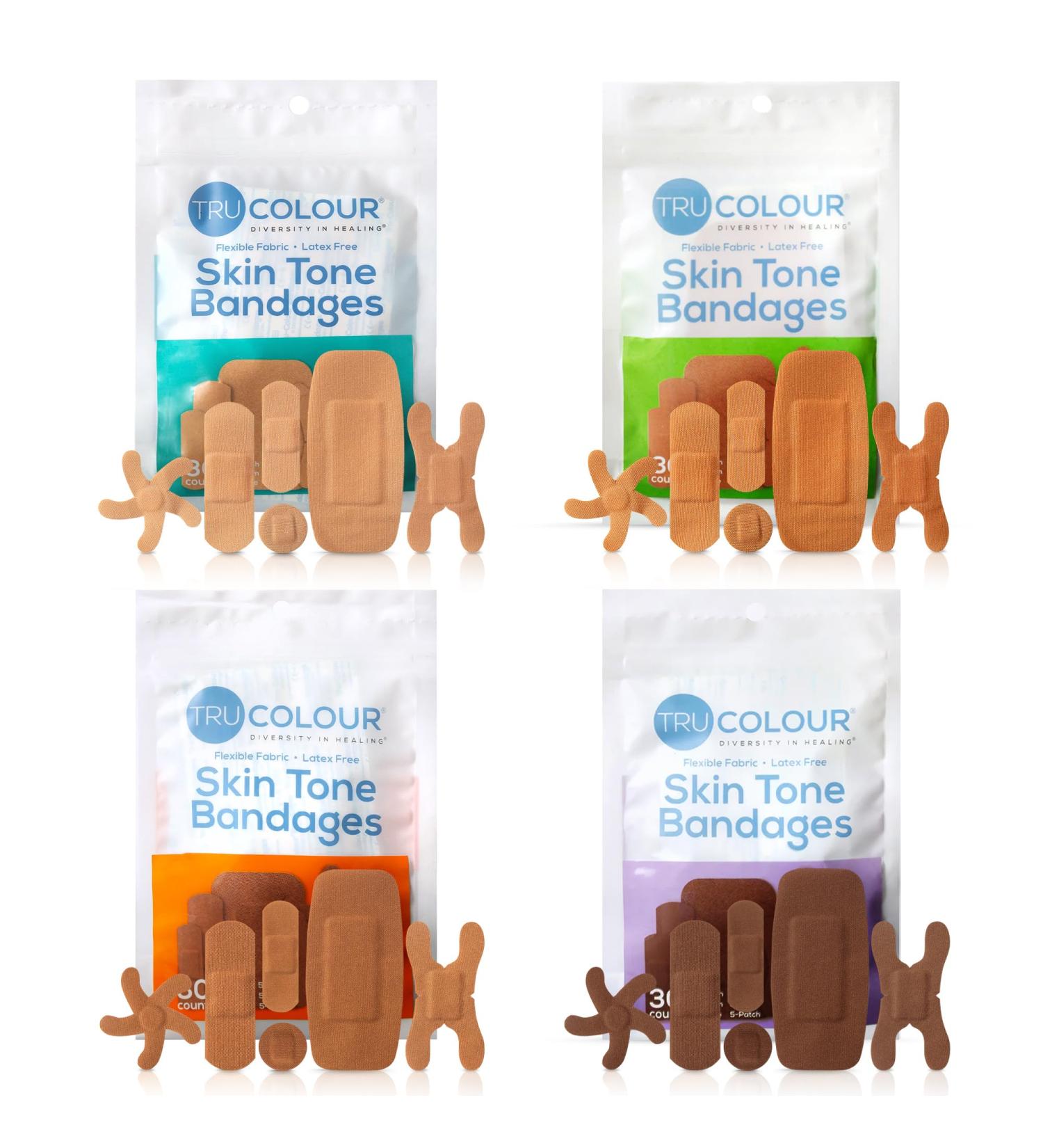 Skin Tone Bandages Variety Pack - Flexible Fabric Adhesive Strips in Beige Brown & Dark Brown - 120 Count - Buy Online on GoSupps.com