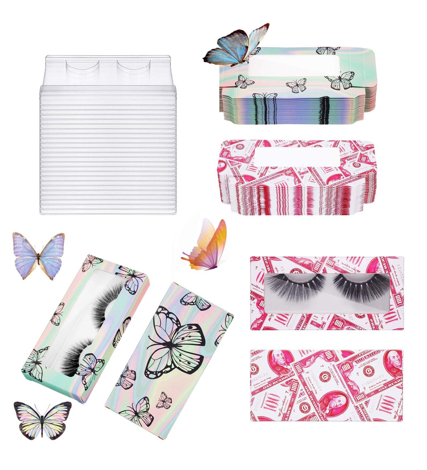 Vankcp Butterfly Print Empty False Eyelash Box Set - 100 Pieces | Colorful Lash Case Holder & Packaging Boxes for Women and Girls - Buy Online on GoSupps.com