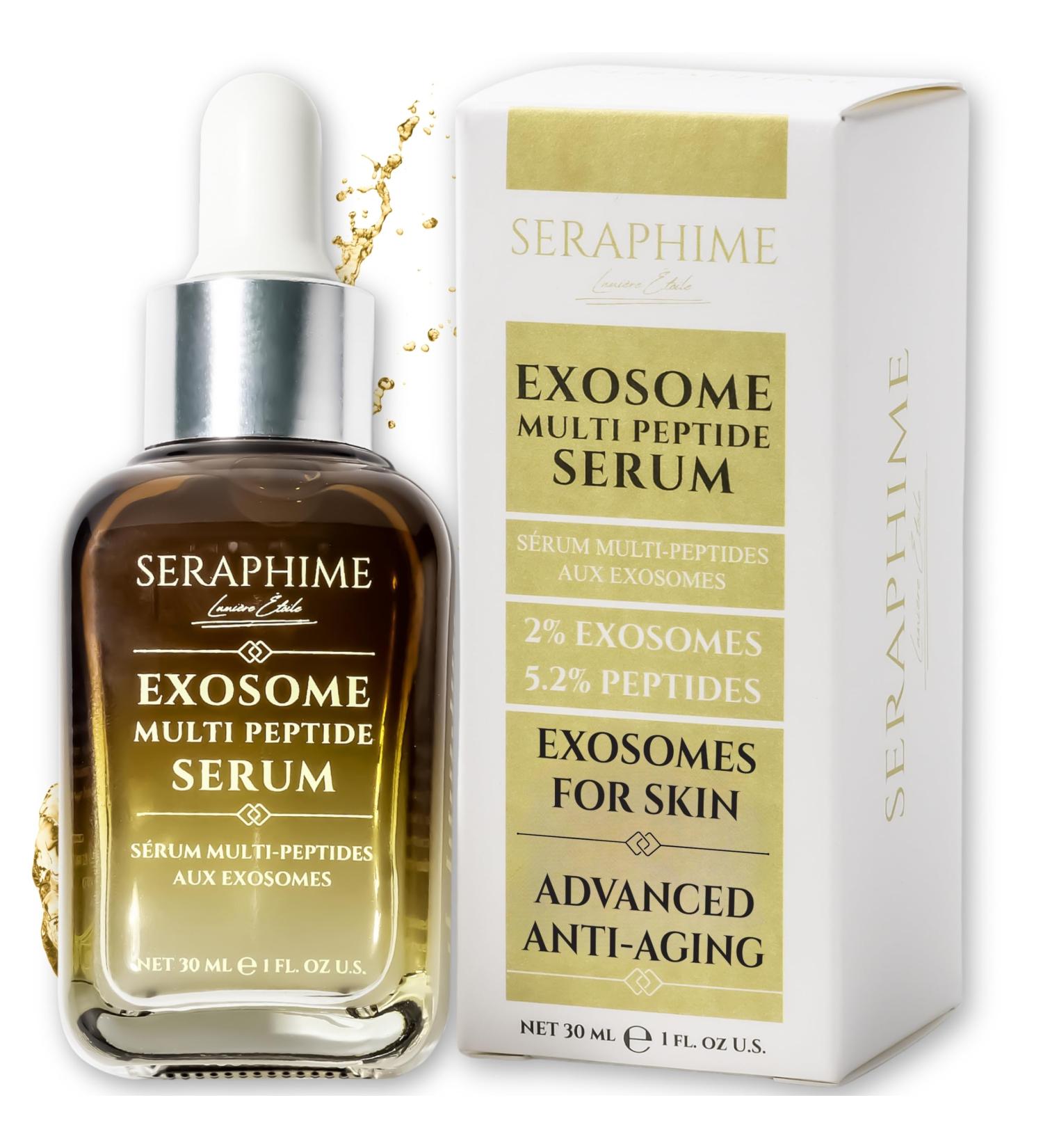 Seraphime Exosome Multi-Peptide Serum 2% Exosomes Argireline Copper Peptides (GHK-CU) Oligopeptide-1 (EGF) & Hyaluronic Acid Advanced Anti Aging Skincare Stem Cell Serum with Multi Peptide - Buy Online on GoSupps.com