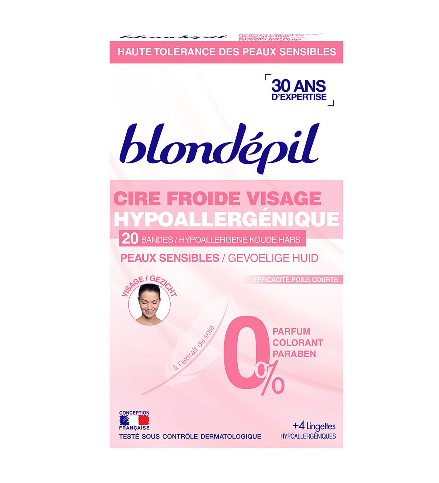 Blond pil Cire Froide Hypoallerg nique Visage 20 Bandes - Lot de 3