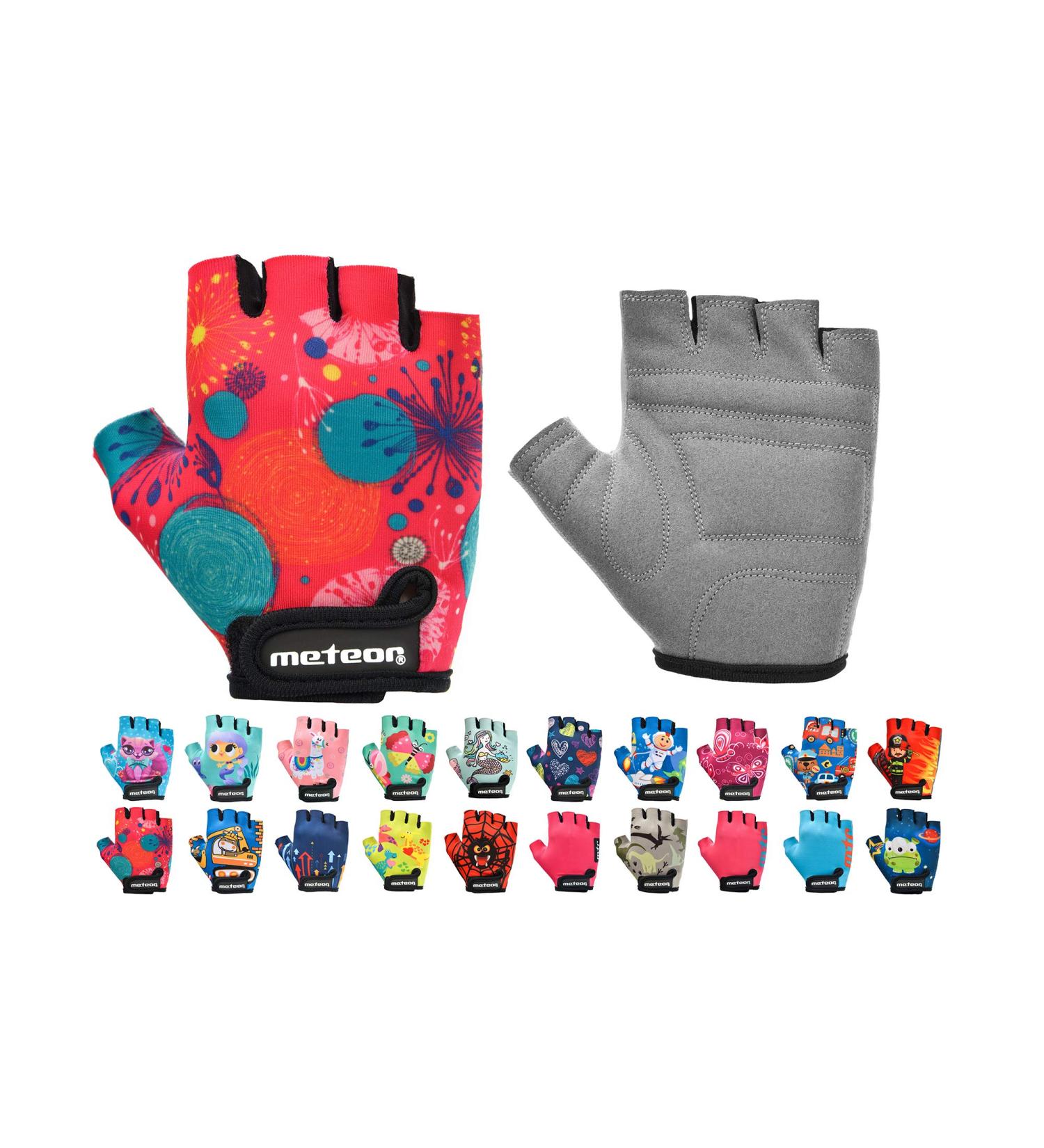 Buy Meteor Kids Bike Gloves - Pink Abstract Gel BMX Gloves for Boys & Girls - Sizes XS (6-6.5cm) - Perfect for Cycling & Scootering - Buy Online on GoSupps.com