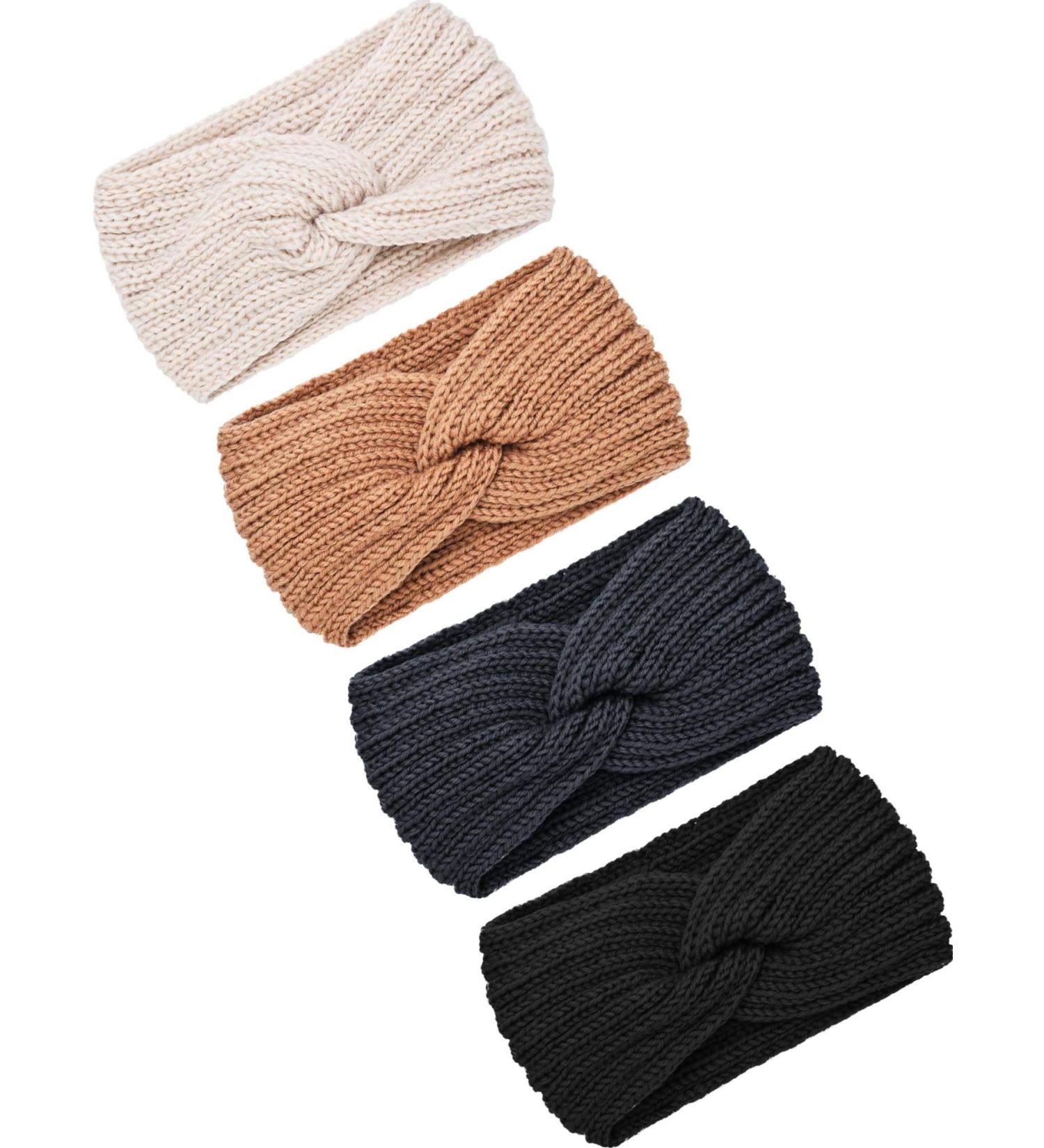 Chunky Knit Headband Set for Women - Black, Dark Grey, Camel, Beige - Buy Online on GoSupps.com