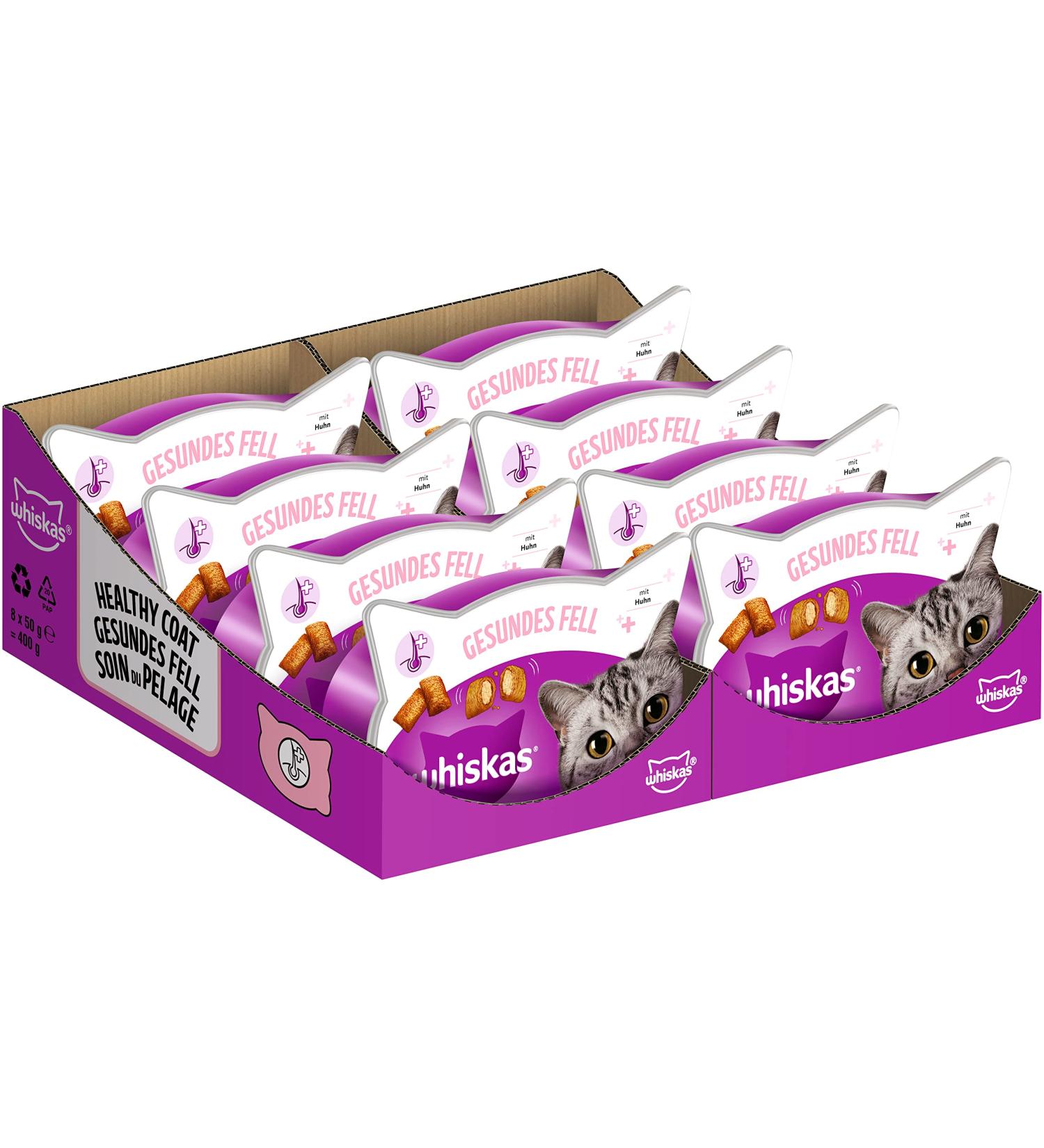 Buy Whiskas Healthy Fur Cat Snack - 8x50g Packs for Skin & Fur Health | International Shipping Available - Buy Online on GoSupps.com
