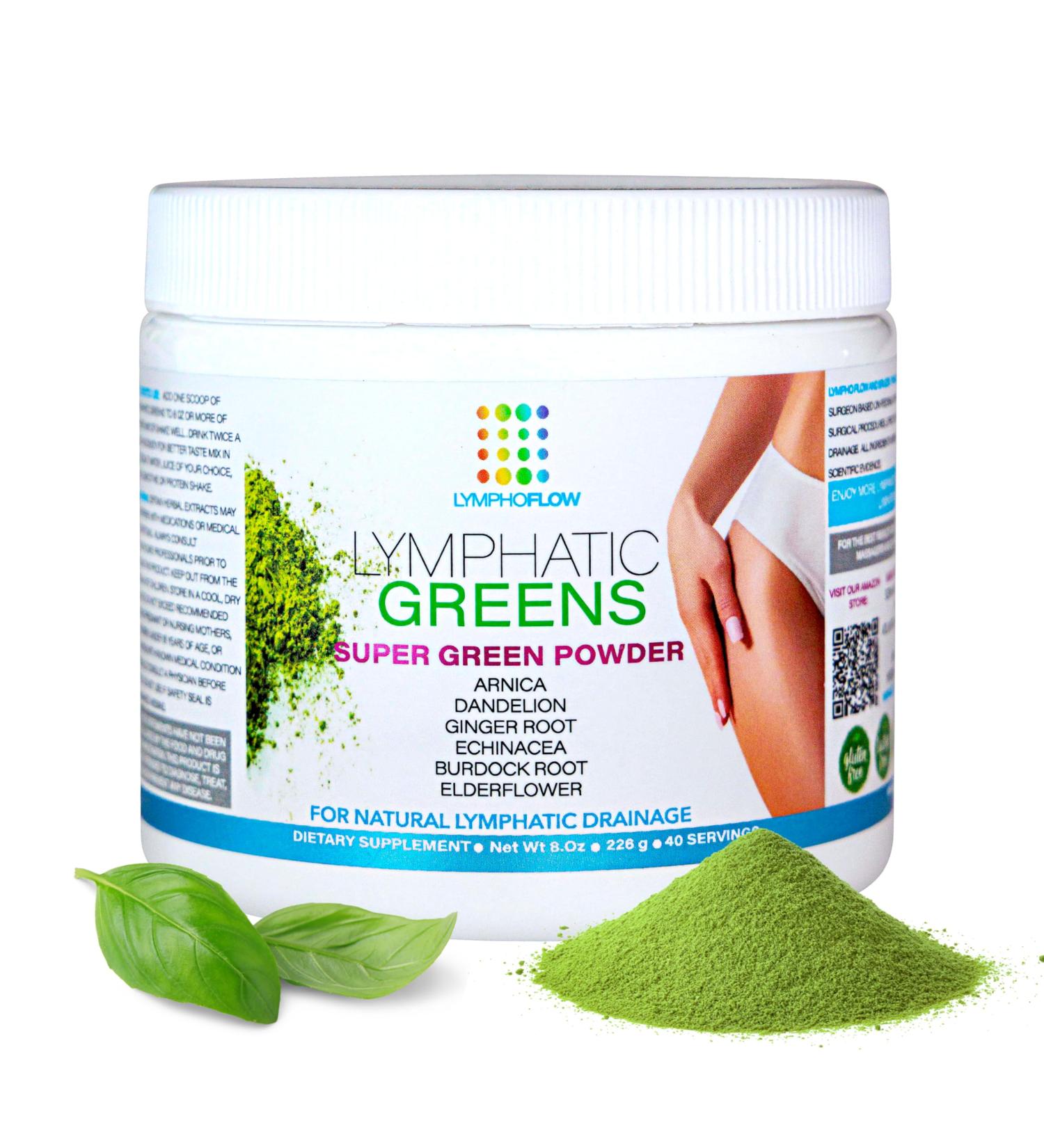 Lymphatic Greens Superfood Powder | Vegan Supplement for Lymphatic Health Post-Surgery Recovery & Detox | 8 OZ - Buy Online on GoSupps.com