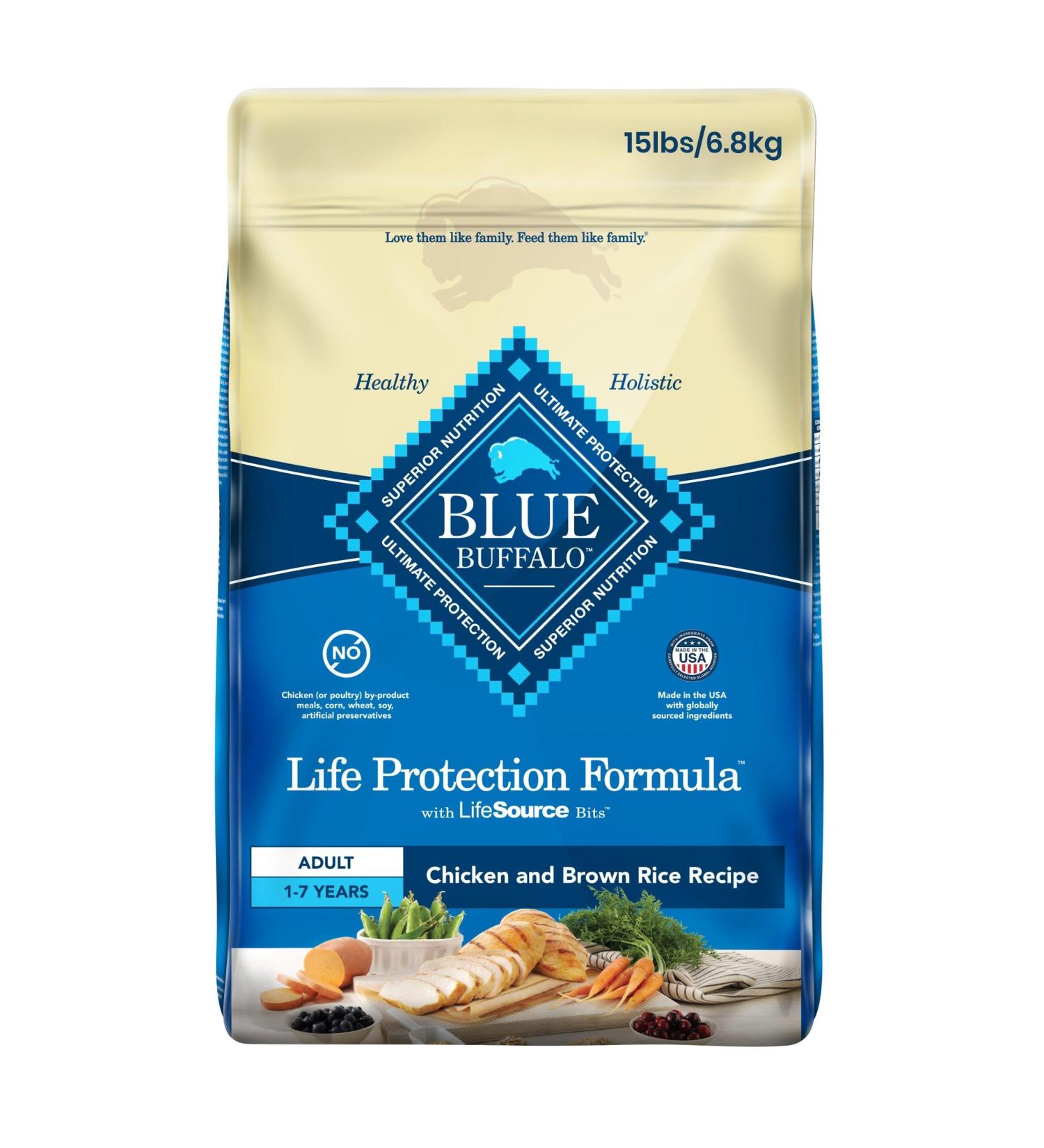 Blue Life Protection Formula Natural Dry Dog Food Adult Chicken & Brown Rice 6.8kg Medium Bag Chicken & Brown Rice - Buy Online on GoSupps.com