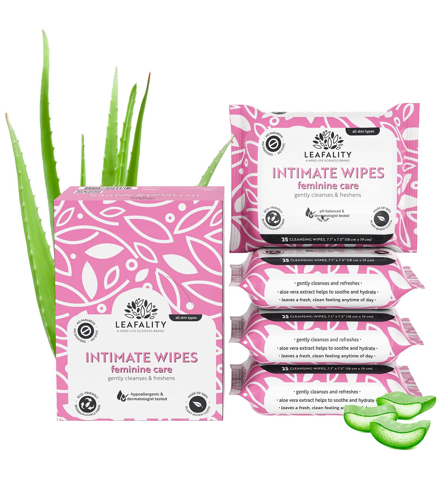 LEAFALITY Intimate Wipes - Plant-Based Biodegradable Feminine Care (100 Count) - Buy Online on GoSupps.com
