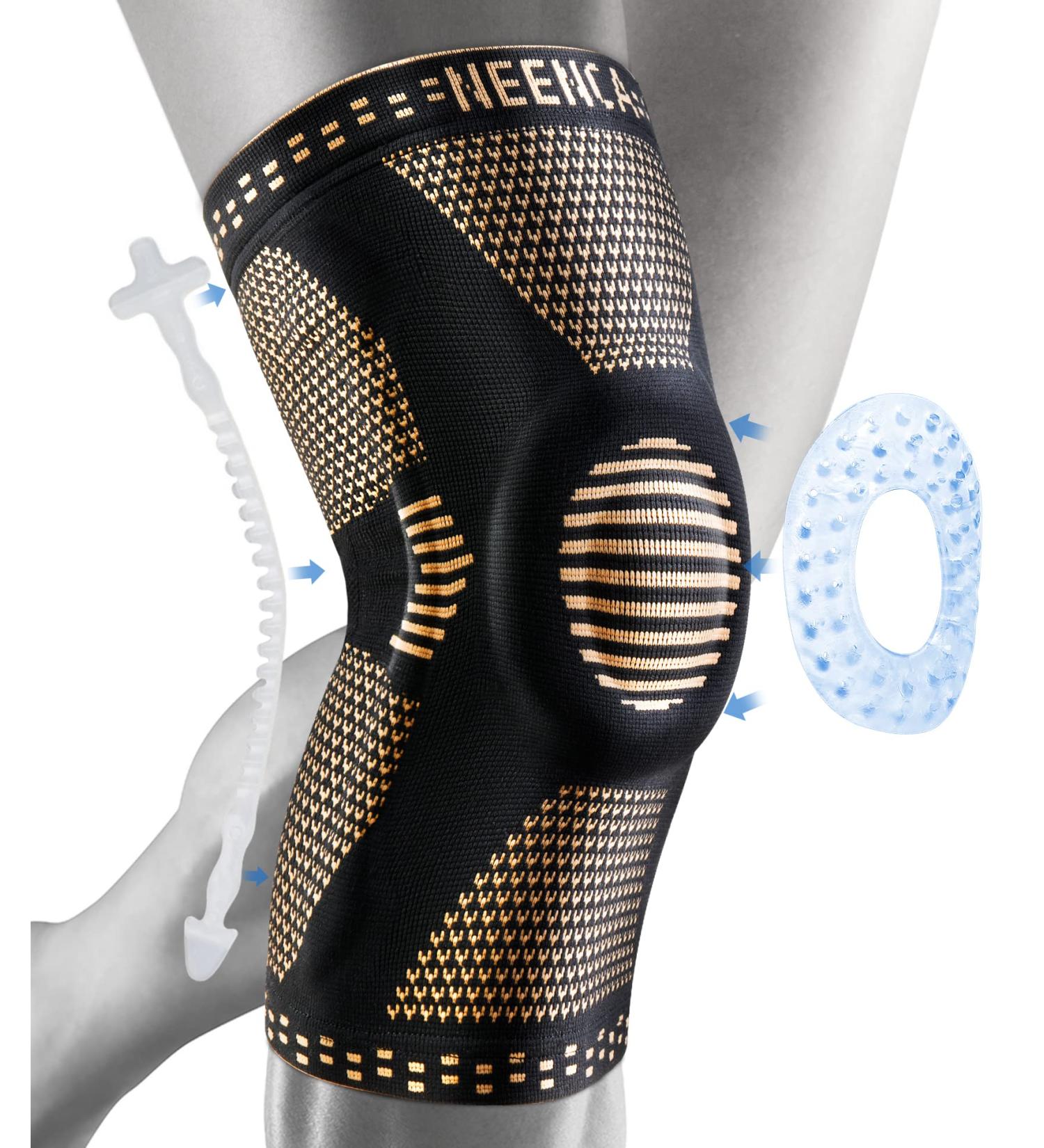 NEENCA Copper Knee Brace with Gel Pad & Stabilizers - Large Size for Knee Pain Relief - Buy Online on GoSupps.com