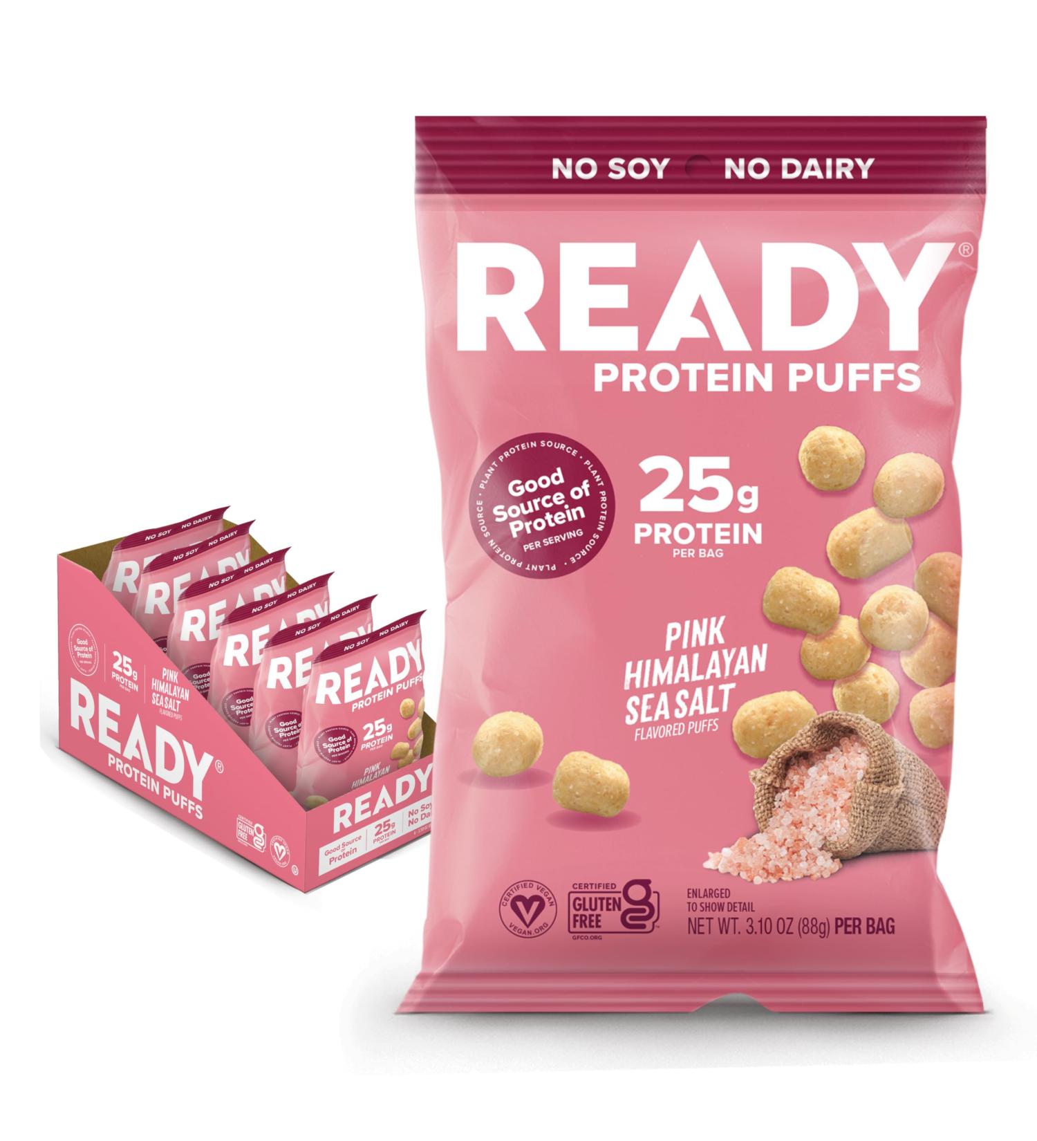 Ready Protein Puffs Guilt-Free High-Protein Crunchy Snack 25g Plant-Based Protein Vegan Gluten-Free No Artificial Flavors Pink Himalayan Sea Salt (Case of 6 2.5 oz Bags) Pink Himalayan Sea Salt 2.5 Ounce (Pack  - Buy Online on GoSupps.com