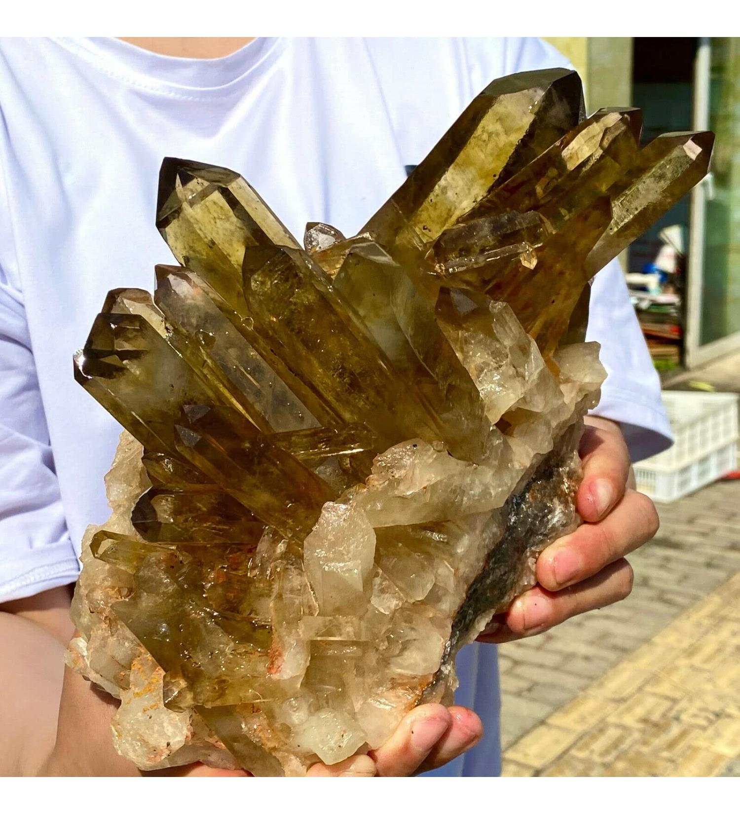 8LB Natural Citrine Cluster Specimen Quartz Crystal Suitable for Home ERTEYIN - Buy Online on GoSupps.com