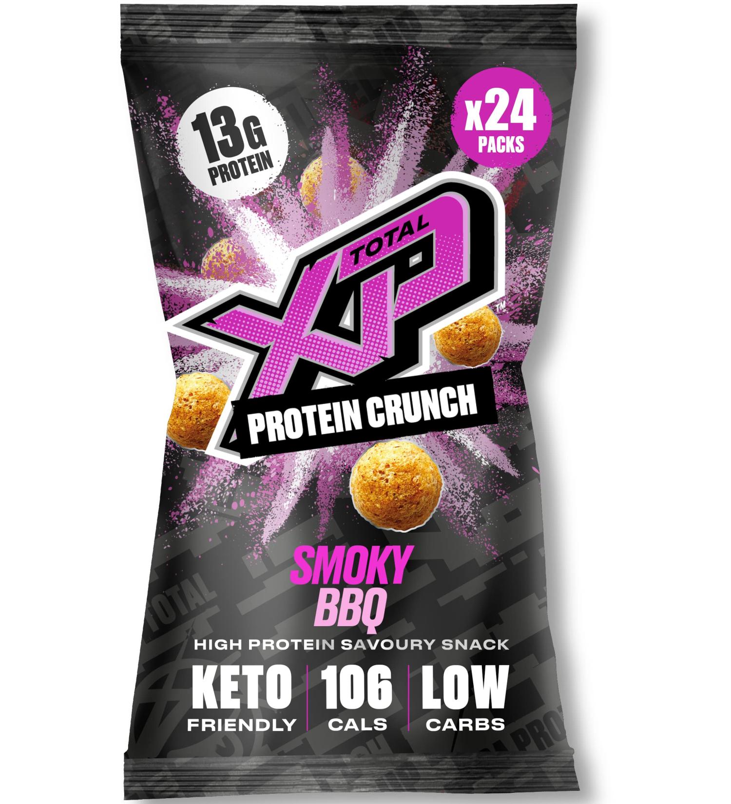 TOTAL XP Smoky BBQ Protein Crunch - Vegetarian High Protein Snacks, 24 Pack - Buy Online on GoSupps.com