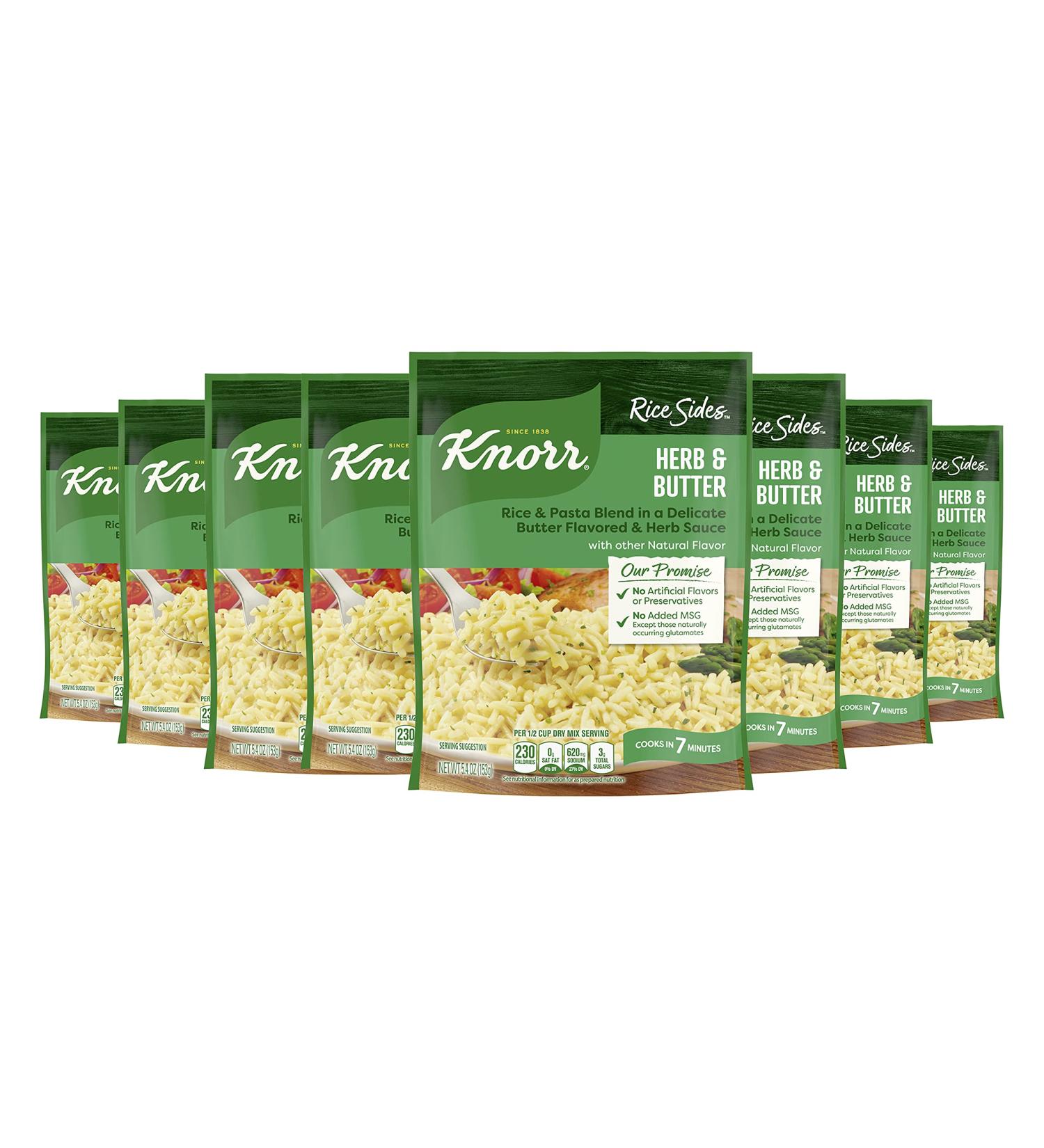 Knorr Herb & Butter Rice Sides - 5.4 oz (Pack of 8) | No Artificial Flavors, Preservatives, or MSG - Buy Online on GoSupps.com