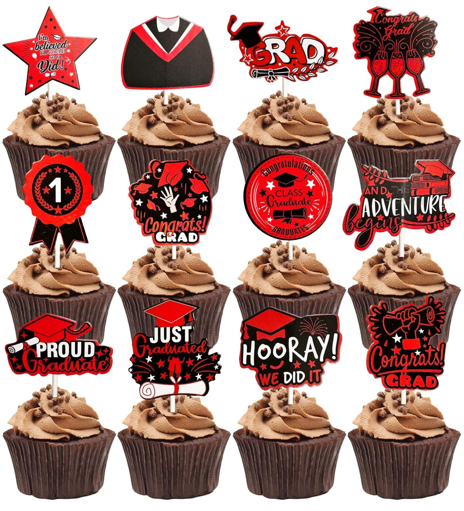 24PCS Class of 2024 Graduation Cupcake Toppers Party Decorations 2024 Congrats Grad Graduation Cupcake Toppers 2024 Graduation Decorations(Red) - Buy Online on GoSupps.com