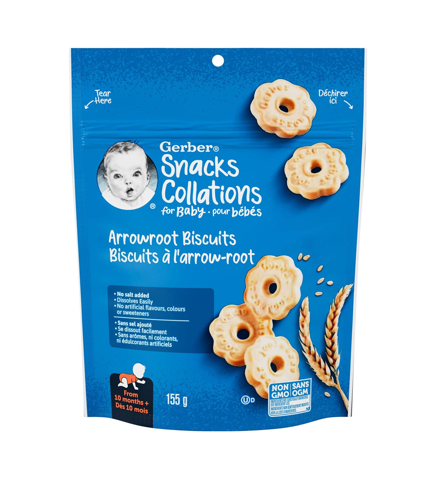 GERBER Biscuits Arrowroot Baby Snacks Biscuits 10+ Months 155 g 4 Pack Arrowroot 155 g (Pack of 4) - Buy Online on GoSupps.com