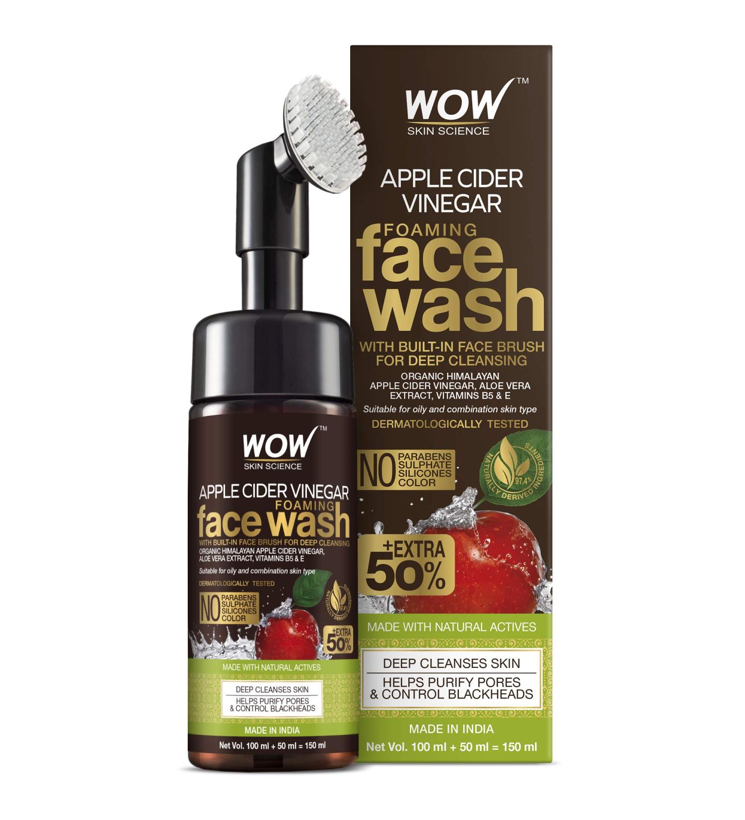 WOW Apple Cider Vinegar Exfoliating Face Wash | Foaming Hydrating Cleanser 100ml - Buy Online on GoSupps.com