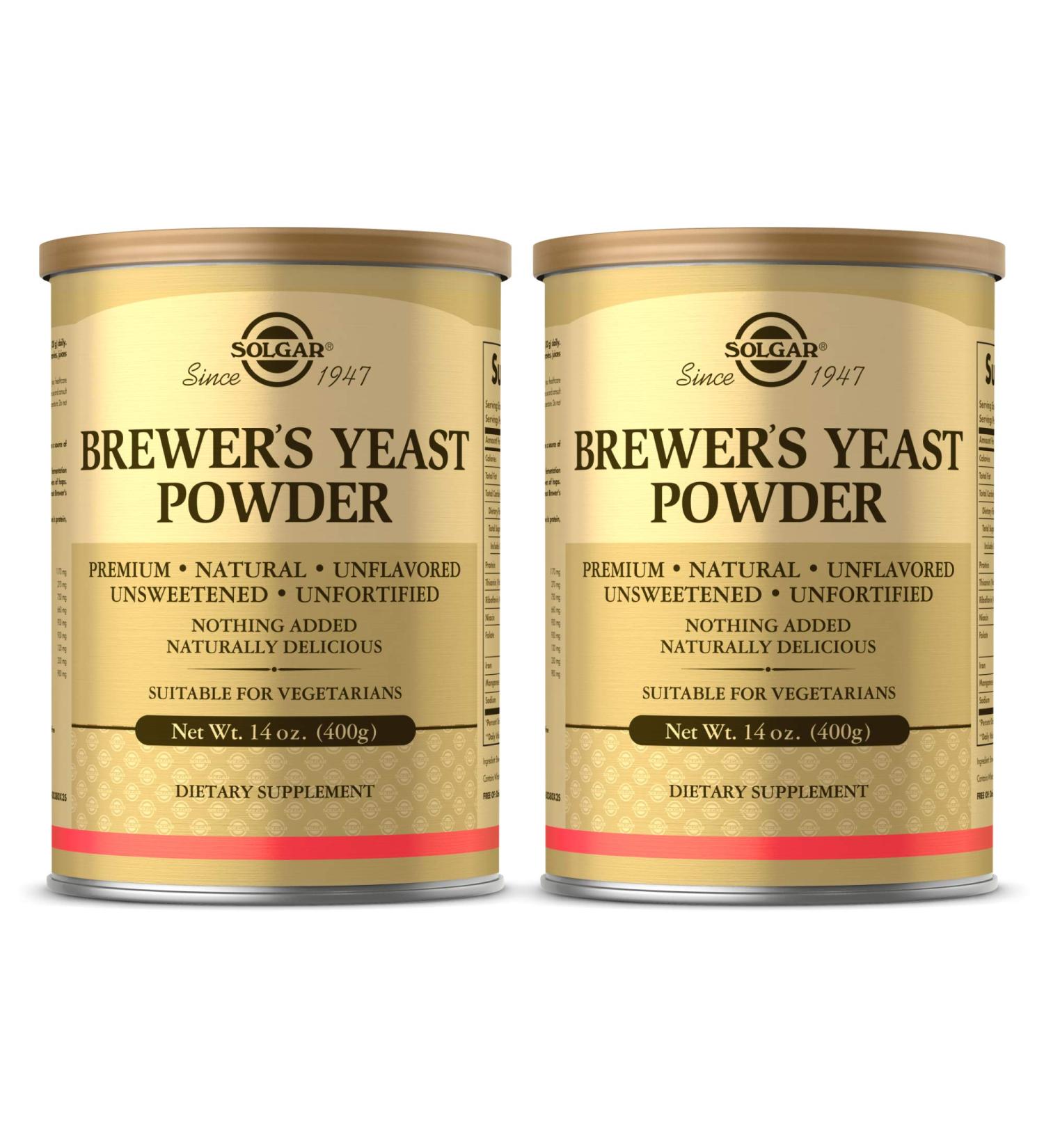 Solgar Brewer's Yeast Powder 14 oz - 2 Pack | Rich Source of Amino Acids, B-Complex Vitamins, Minerals & Protein | Natural, Unflavored, Unsweetened | Dairy Free, Vegetarian | 26 Servings - Buy Online on GoSupps.com