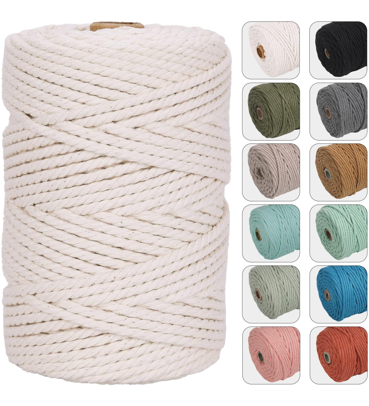 NOANTA 4mm 109 yards Macrame Cord Natural Cotton Rope for Wall Hanging, Plant Hangers, Crafts, Knitting - Natural Color - Buy Online on GoSupps.com