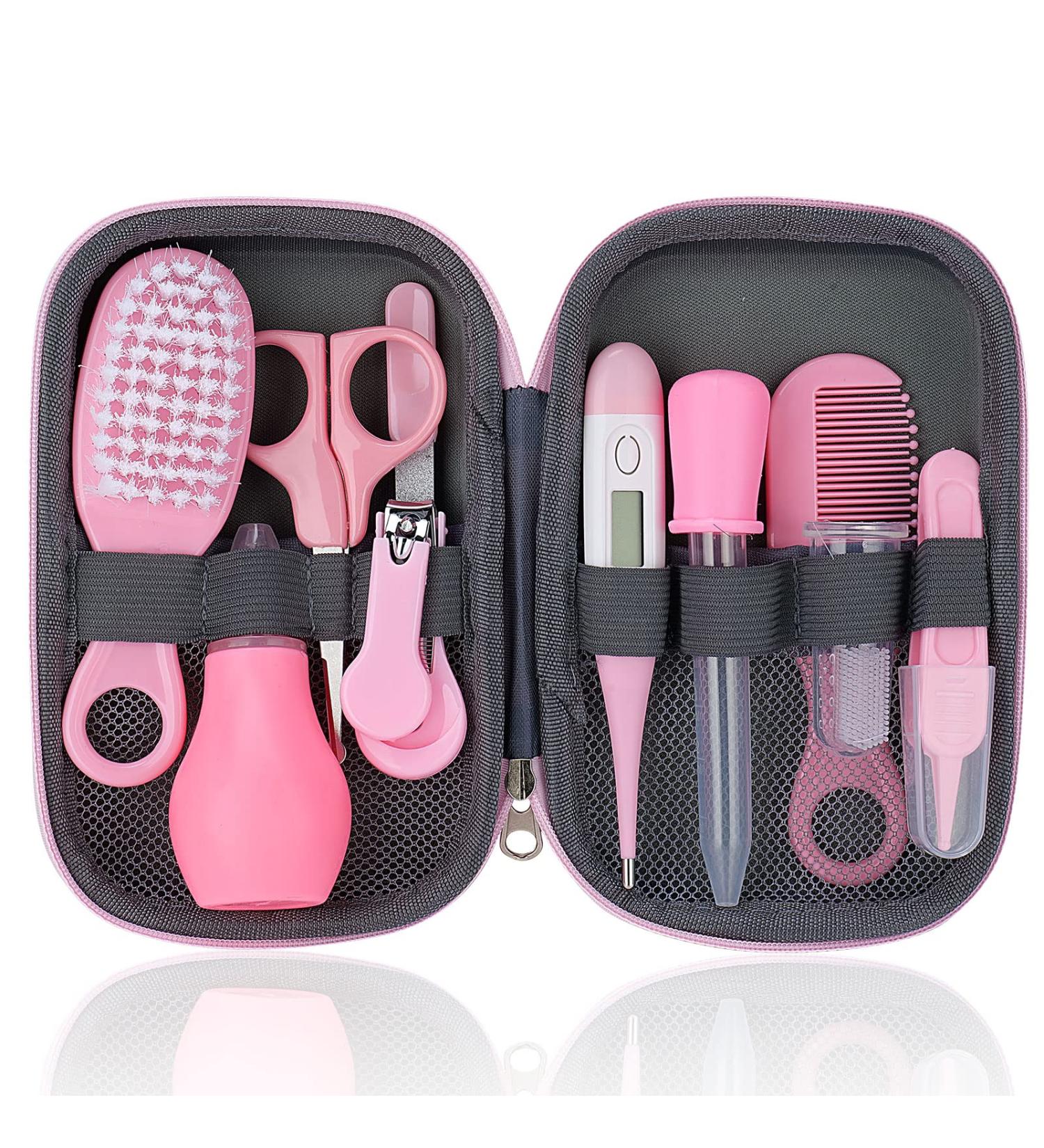 Baby Grooming Kit 10 Pcs Newborn Healthcare Accessories Portable Baby Essentials Set with Hair Brush Comb Nail Clipper Thermometer for Nursery Infant Girls Boys - Buy Online on GoSupps.com