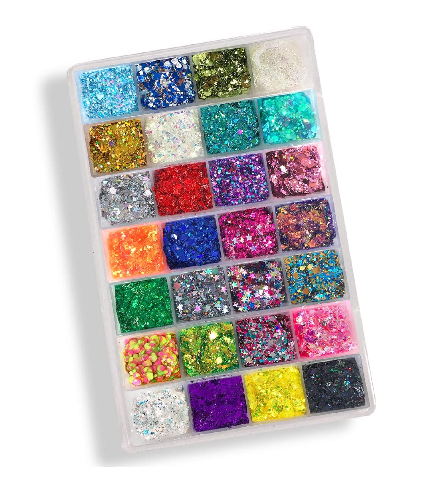 Electric Bliss Beauty Chunky Glitter Gel Pro Palette - 28 Holographic Colors for Body, Face, and Hair - Vegan & Cruelty-Free - 28 Pack - Buy Online on GoSupps.com