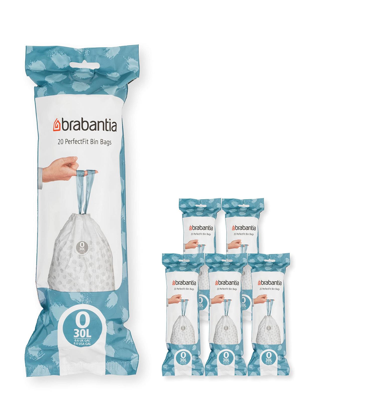 Brabantia 138485 Garbage Bags - 120 White Bags (Code O) | Pack of 6 | Eco-Friendly & Durable - International Shipping Available - Buy Online on GoSupps.com