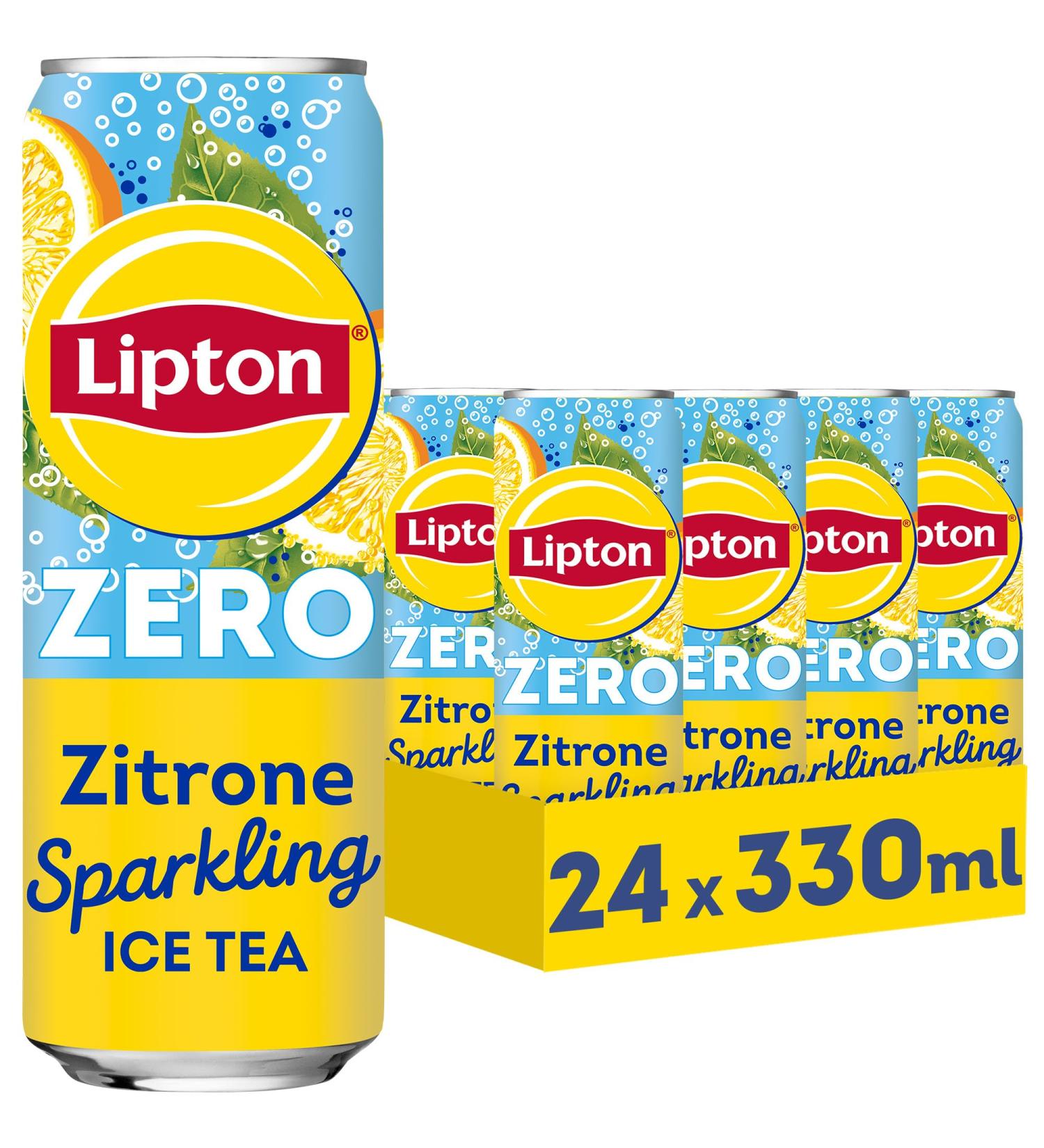 Buy Lipton Ice Tea Sparkling Lemon Zero - Sugar-Free Carbonated Iced Tea 24 x 330ml - International Shipping Available! - Buy Online on GoSupps.com
