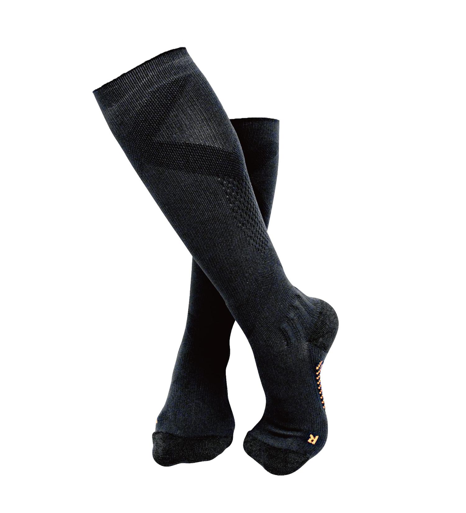 Cushioned Arch Support Knee High Compression Socks - 15-20mmHg for Plantar Fasciitis & Hiking - Easy-On/Easy-Off - Medium Black - International Shipping Available - Buy Online on GoSupps.com