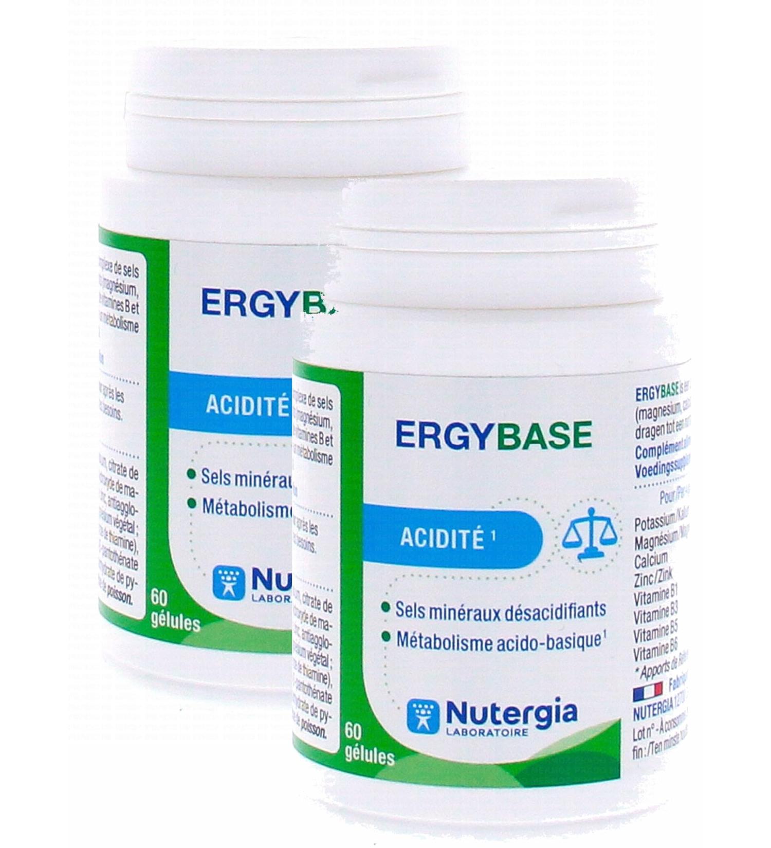 Nutergia ERGYBASE - Acidity Maintaining acid-base balance Functioning of digestive enzymes Food supplement Pack of 2 boxes 60 Capsules - Buy Online on GoSupps.com